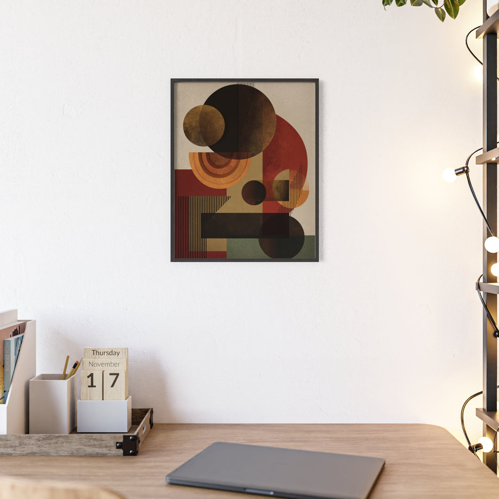 Künstlerisches Geometrisches Poster im Holzrahmen | Moderne Wohnraumdeko, Wandkunst, Geschenk für Kunstliebhaber, Minimalistische Kunst