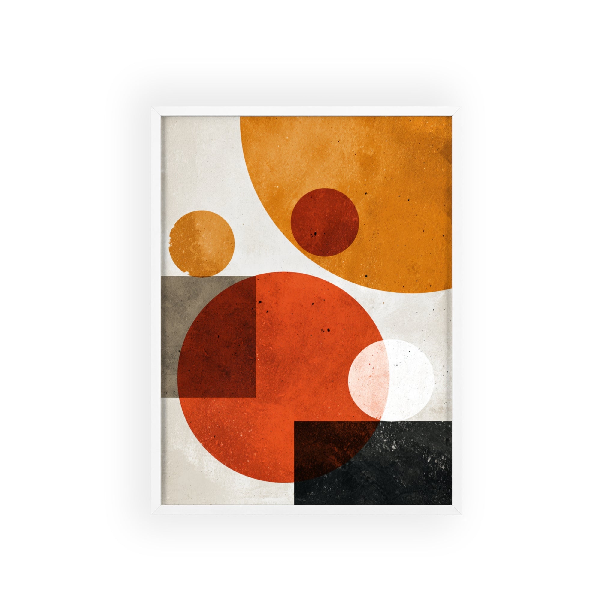 Abstraktes Geometrisches Kunstposter im Holzrahmen | Moderne Wanddeko, Minimalistisches Wohnzimmer & Büro, Boho Wandkunst
