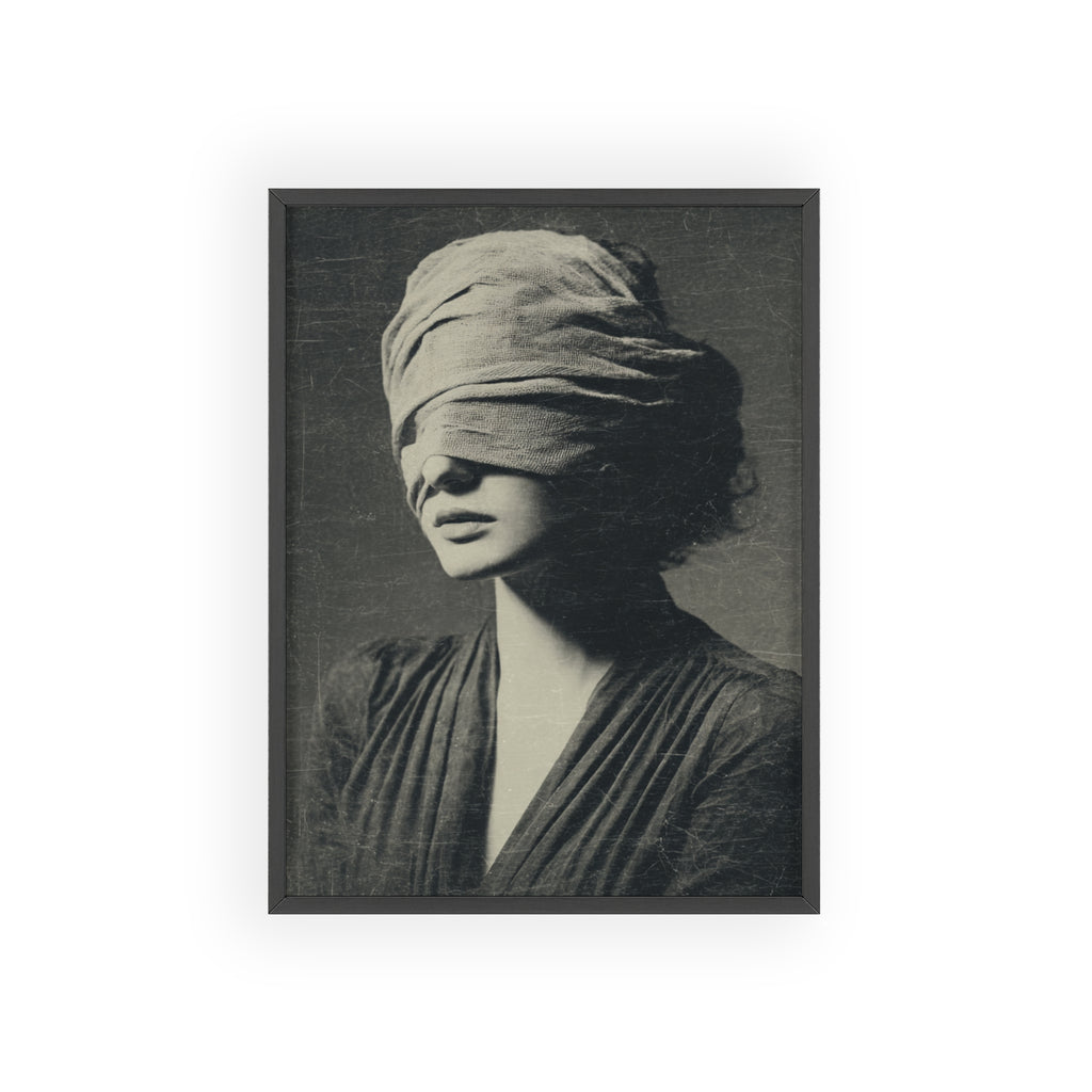 Mystisches Frauenportrait Kunstposter im Holzrahmen | Moderne Wanddeko, Minimalistisches Wohnzimmer & Büro, Boho Wandkunst