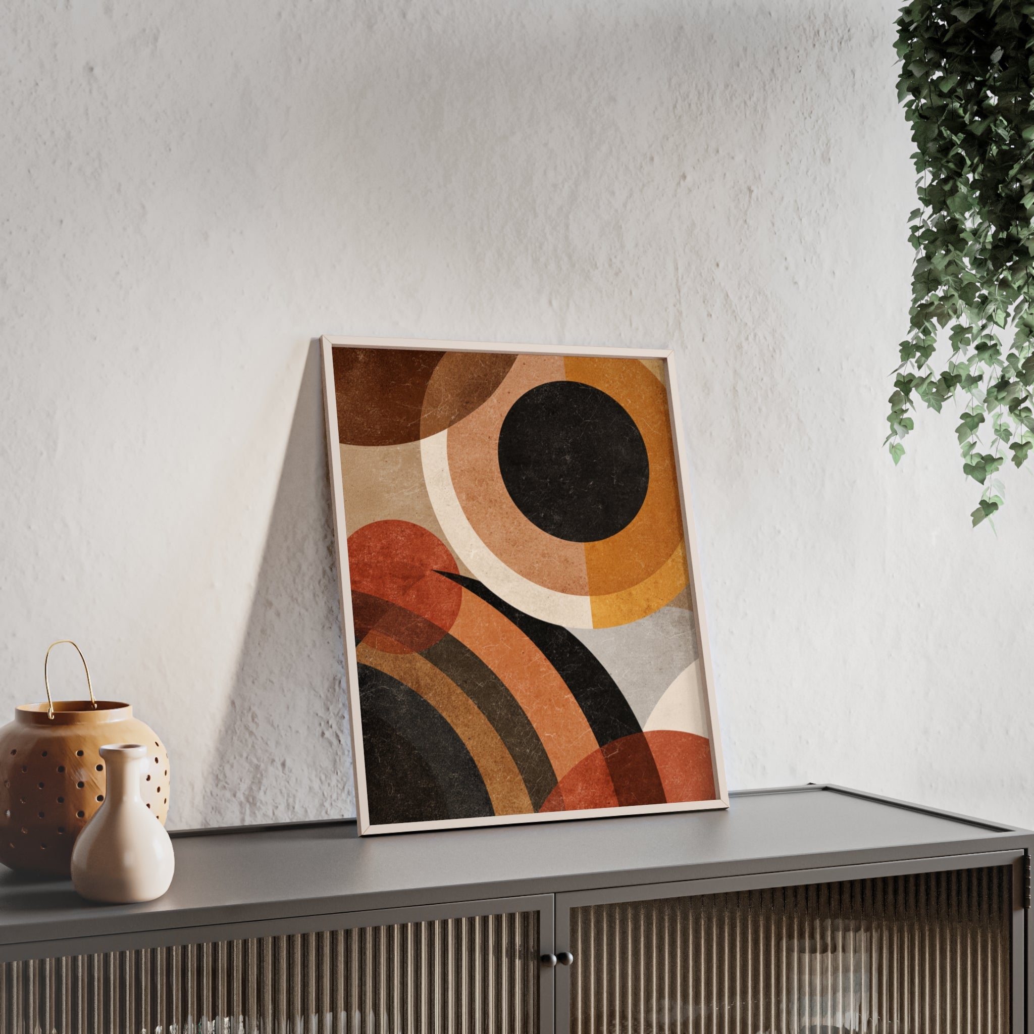 Modernes Geometrisches Kunstposter | Abstrakte Wanddeko, Gerahmte Wohnraumkunst, Minimalistisches Poster für Wohnzimmer, Stilvolles Geschenk