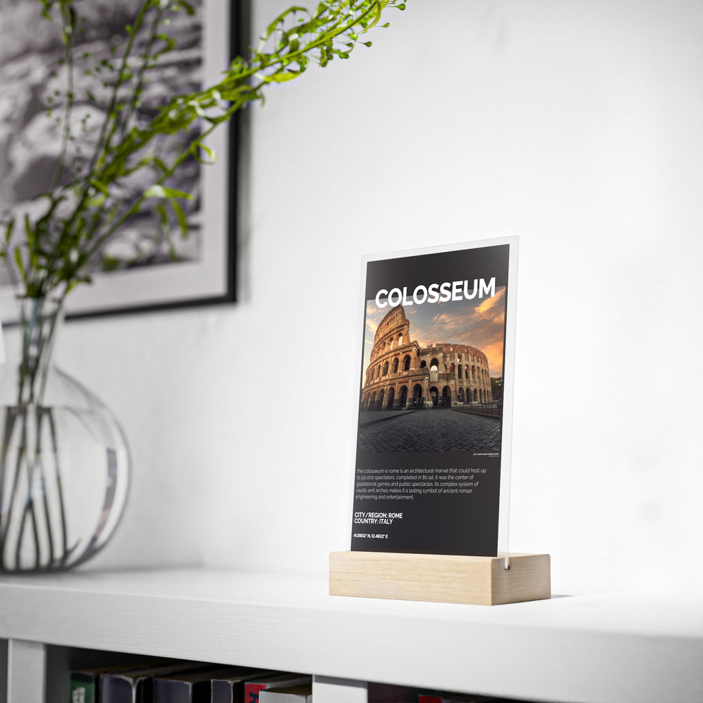 Kolosseum Acrylschild mit Holzständer | Sammlerstück & Geschenk - World Wonder Collector Series