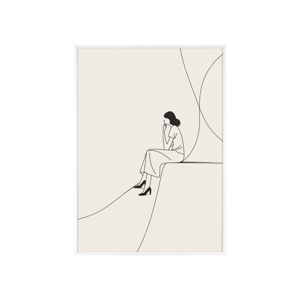 Minimalist Framed Art Print, Modern Wall Decor, Female Line Drawing, Elegant Home Art, Gift for Her