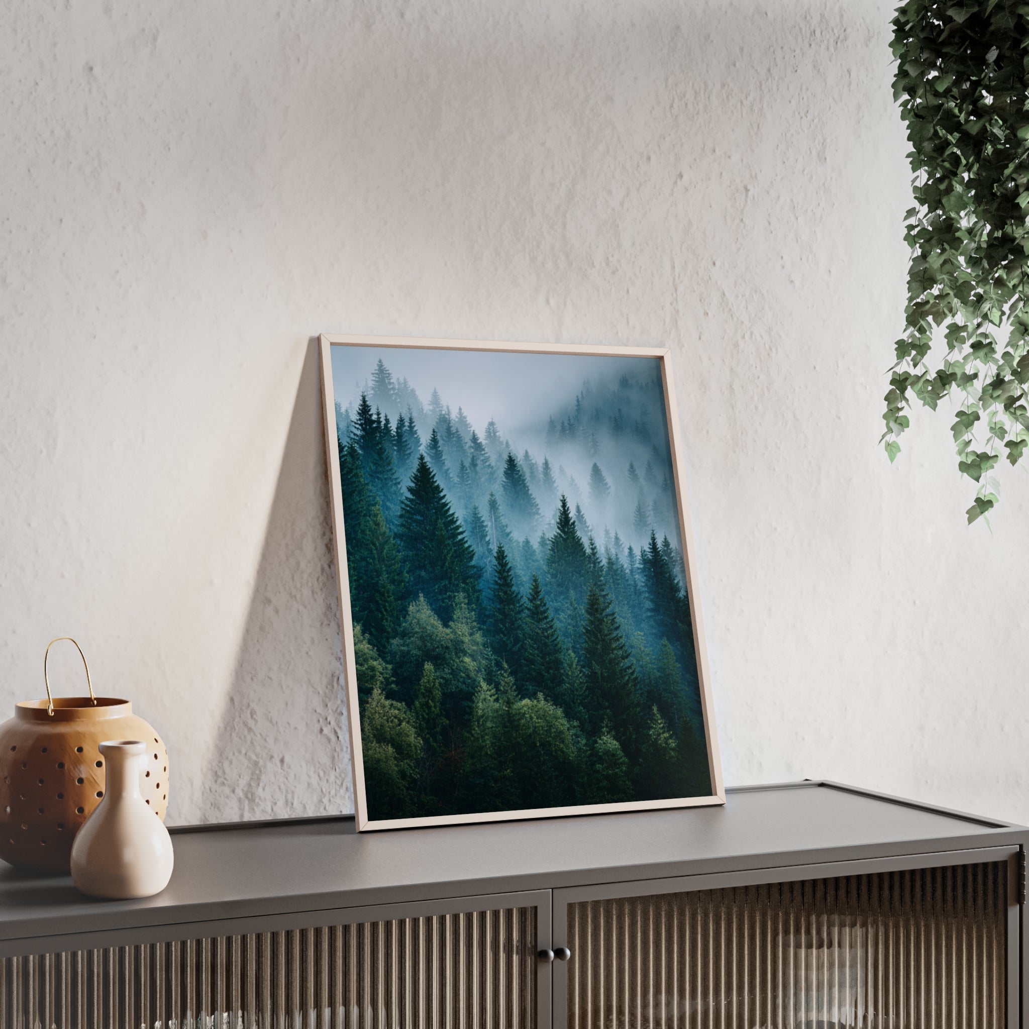 Wooden Frame Poster, Framed Art Print, Nature Wall Décor, Forest Landscape Art, Home Decor Gift, Rustic Bedroom Artwork