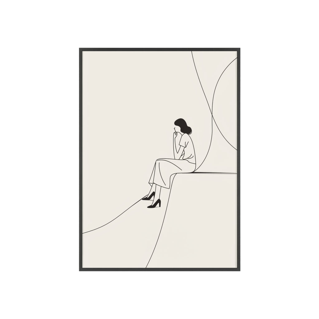 Minimalist Framed Art Print, Modern Wall Decor, Female Line Drawing, Elegant Home Art, Gift for Her