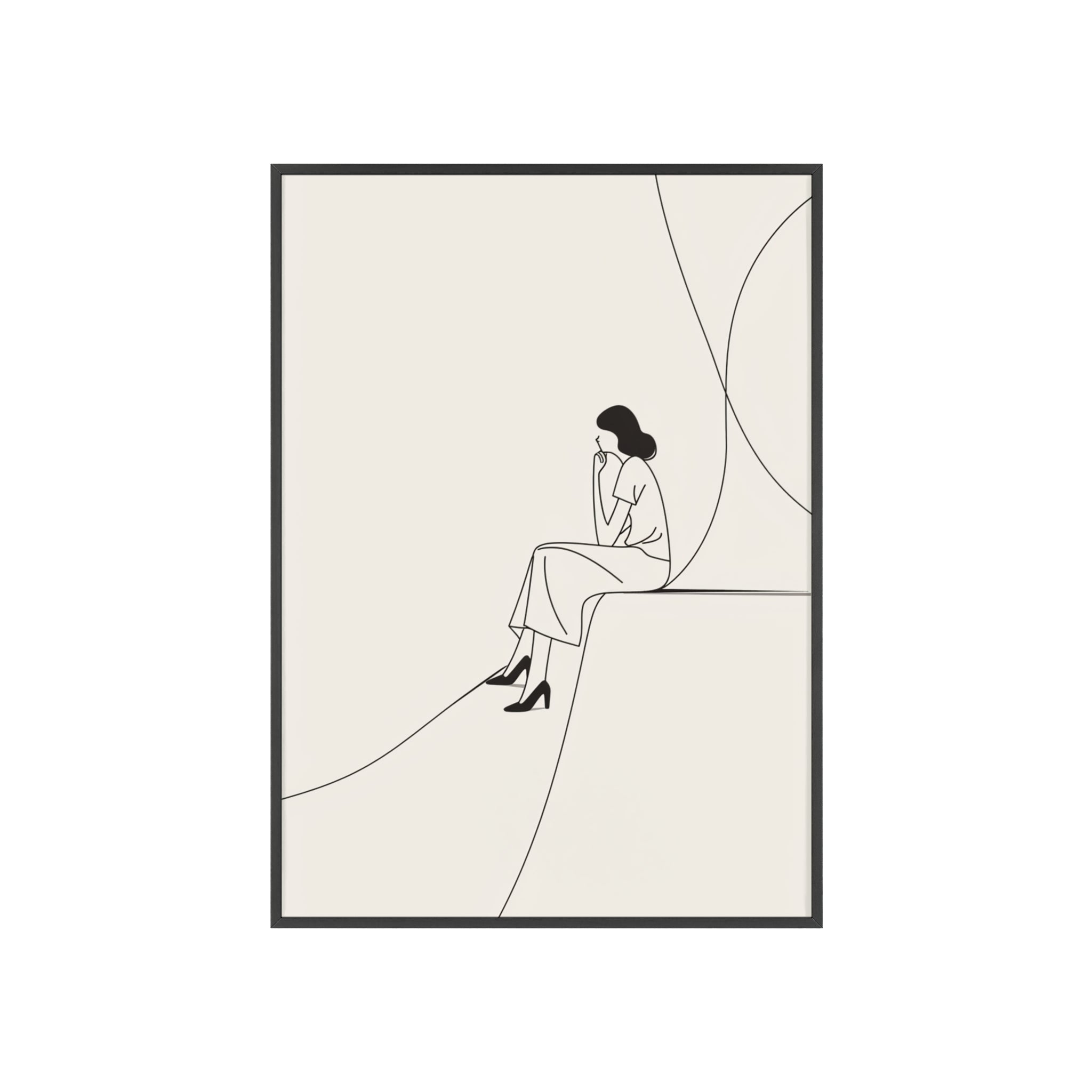 Minimalist Framed Art Print, Modern Wall Decor, Female Line Drawing, Elegant Home Art, Gift for Her