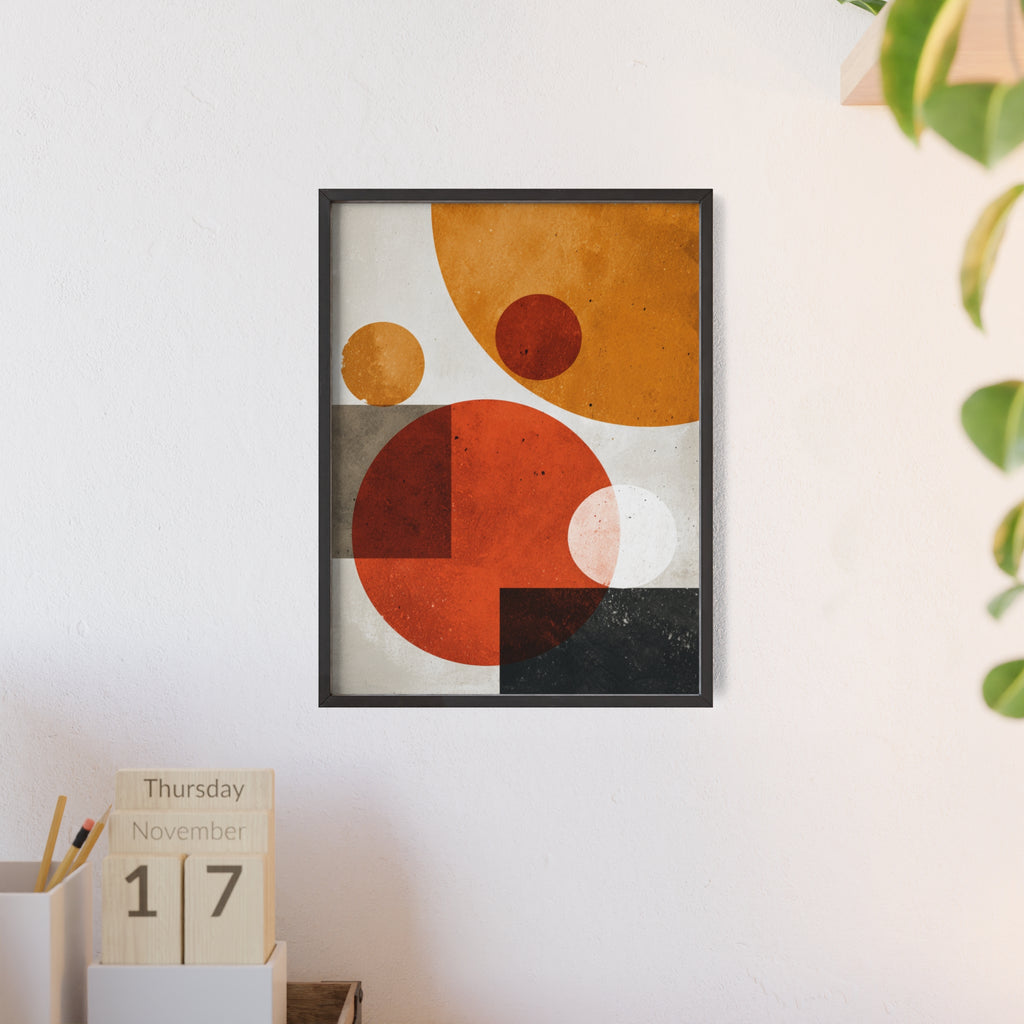 Abstraktes Geometrisches Kunstposter im Holzrahmen | Moderne Wanddeko, Minimalistisches Wohnzimmer & Büro, Boho Wandkunst