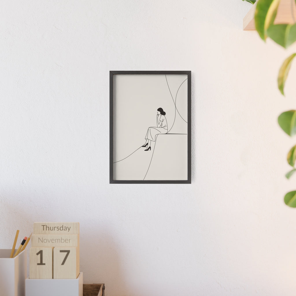 Minimalist Framed Art Print, Modern Wall Decor, Female Line Drawing, Elegant Home Art, Gift for Her
