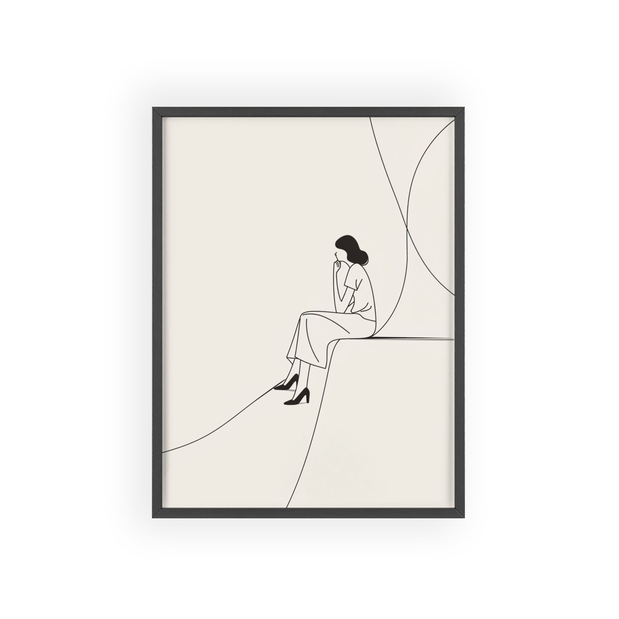 Minimalist Framed Art Print, Modern Wall Decor, Female Line Drawing, Elegant Home Art, Gift for Her