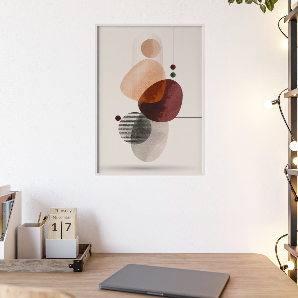 Modernes Abstraktes Kunstposter mit Holzrahmen | Boho Wanddeko | Minimalistische Wohnkultur | Galerie-Wandkunst | Einzigartiges Geschenk