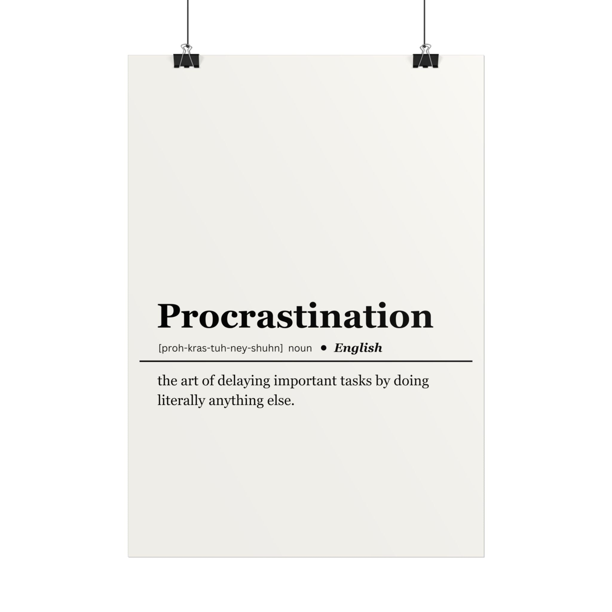 Lustiges Poster Procrastination | Humor Poster | Lustiges Poster | Home & Office Dekor | Lustige Geschenke | Minimalistisches Poster