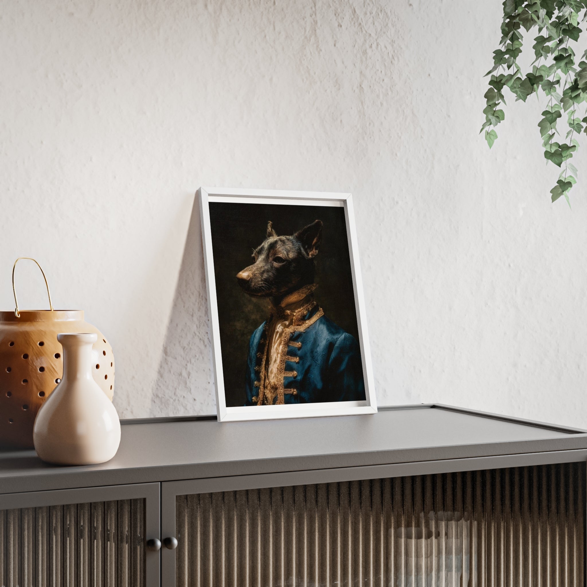 Elegant Framed Dog Portrait, Stylish Wall Decor for Dog Lovers, Unique Gift for Pet Owners, Home Decoration, Modern Art