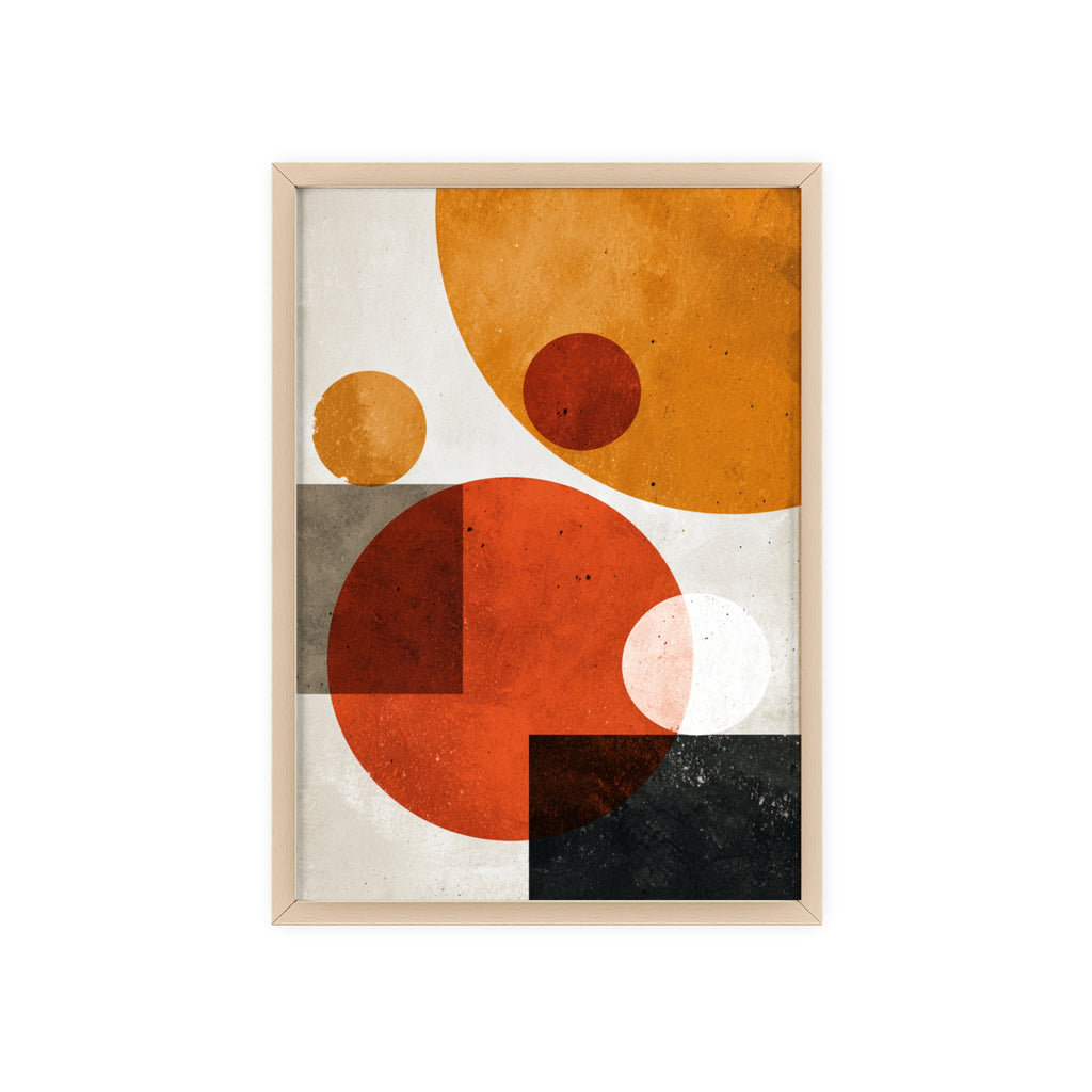 Abstraktes Geometrisches Kunstposter im Holzrahmen | Moderne Wanddeko, Minimalistisches Wohnzimmer & Büro, Boho Wandkunst
