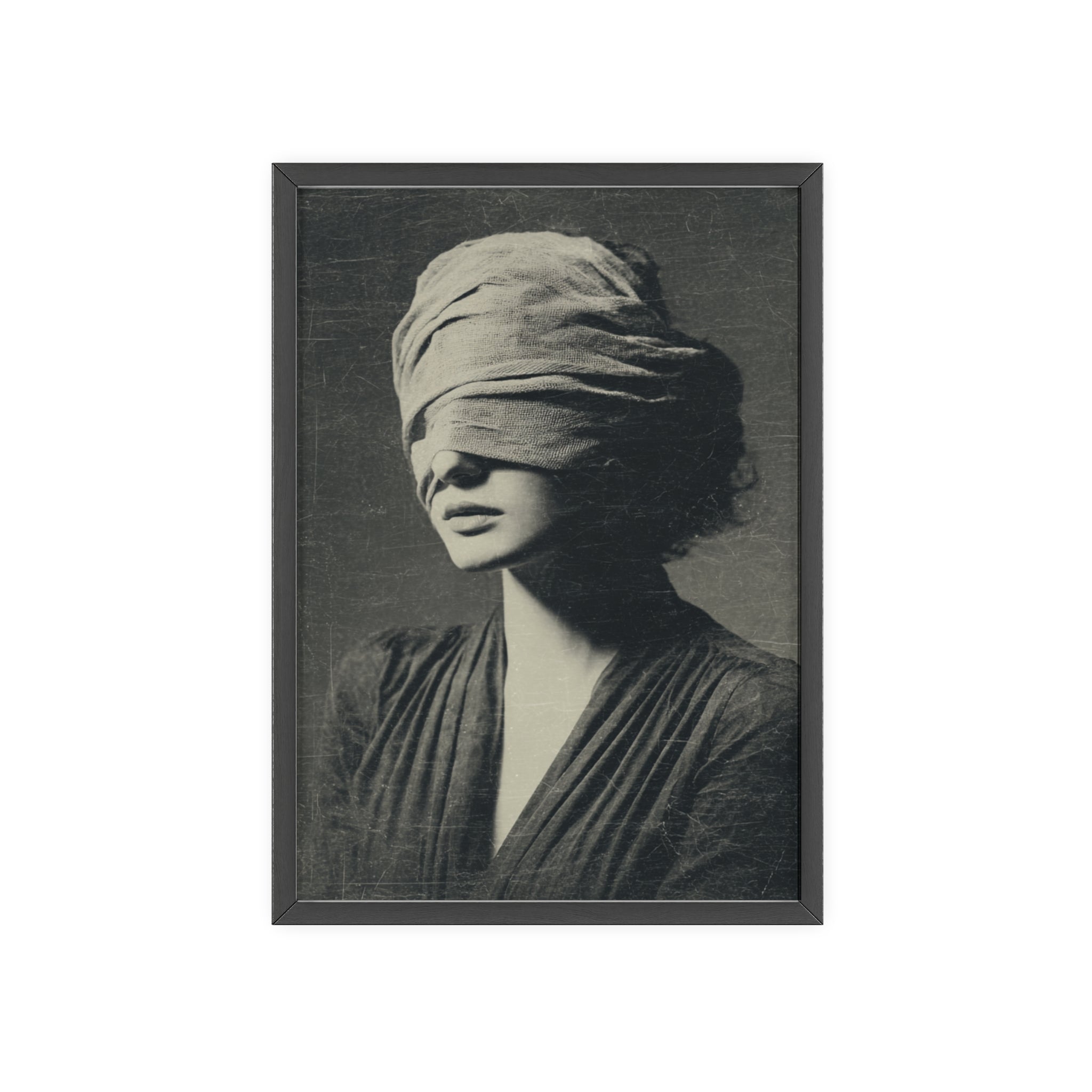 Mystisches Frauenportrait Kunstposter im Holzrahmen | Moderne Wanddeko, Minimalistisches Wohnzimmer & Büro, Boho Wandkunst