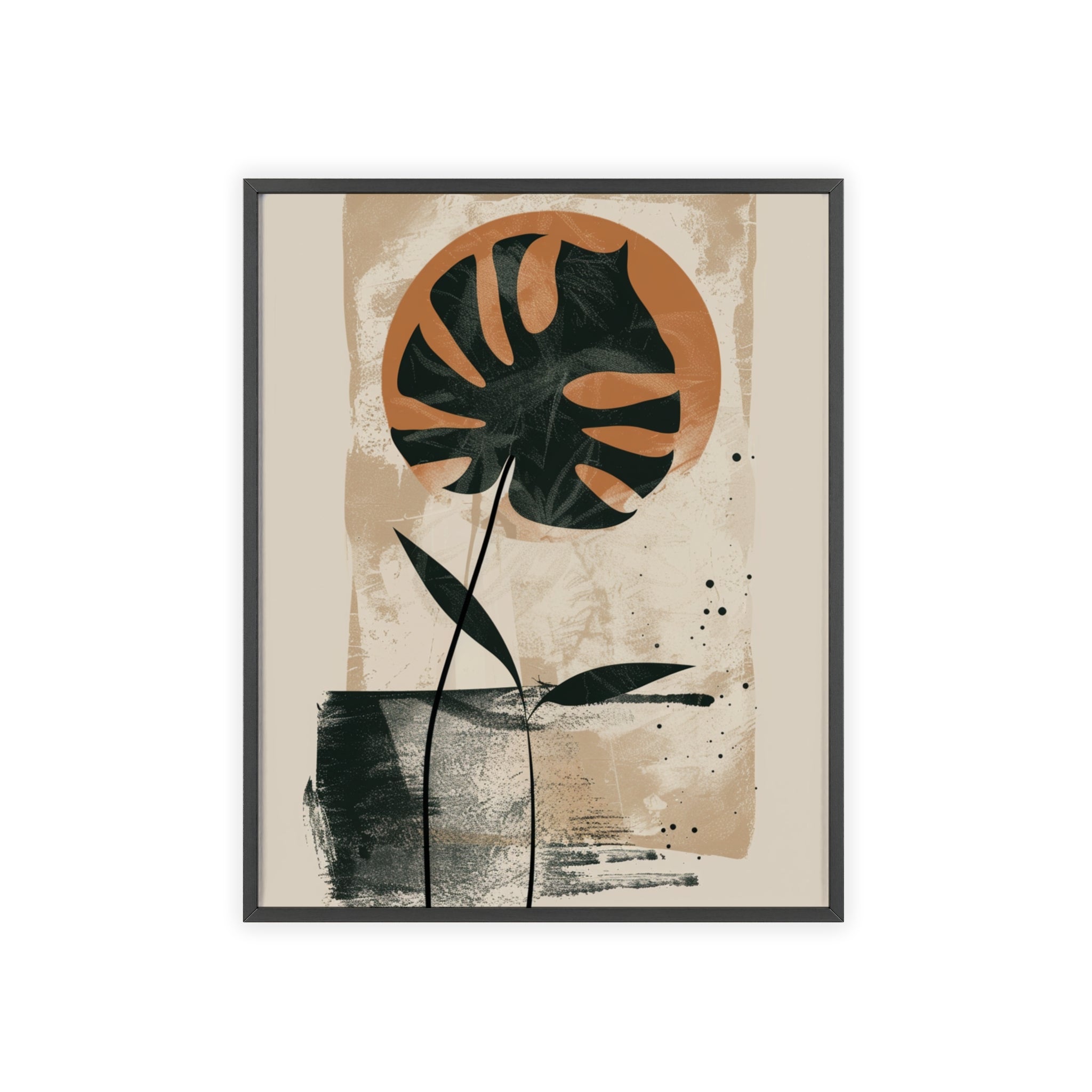 Modern Botanical Art Poster with Wooden Frame, Wall Decor, Minimalist Home Accent, Gift for Plant Lovers, Living Room Decor