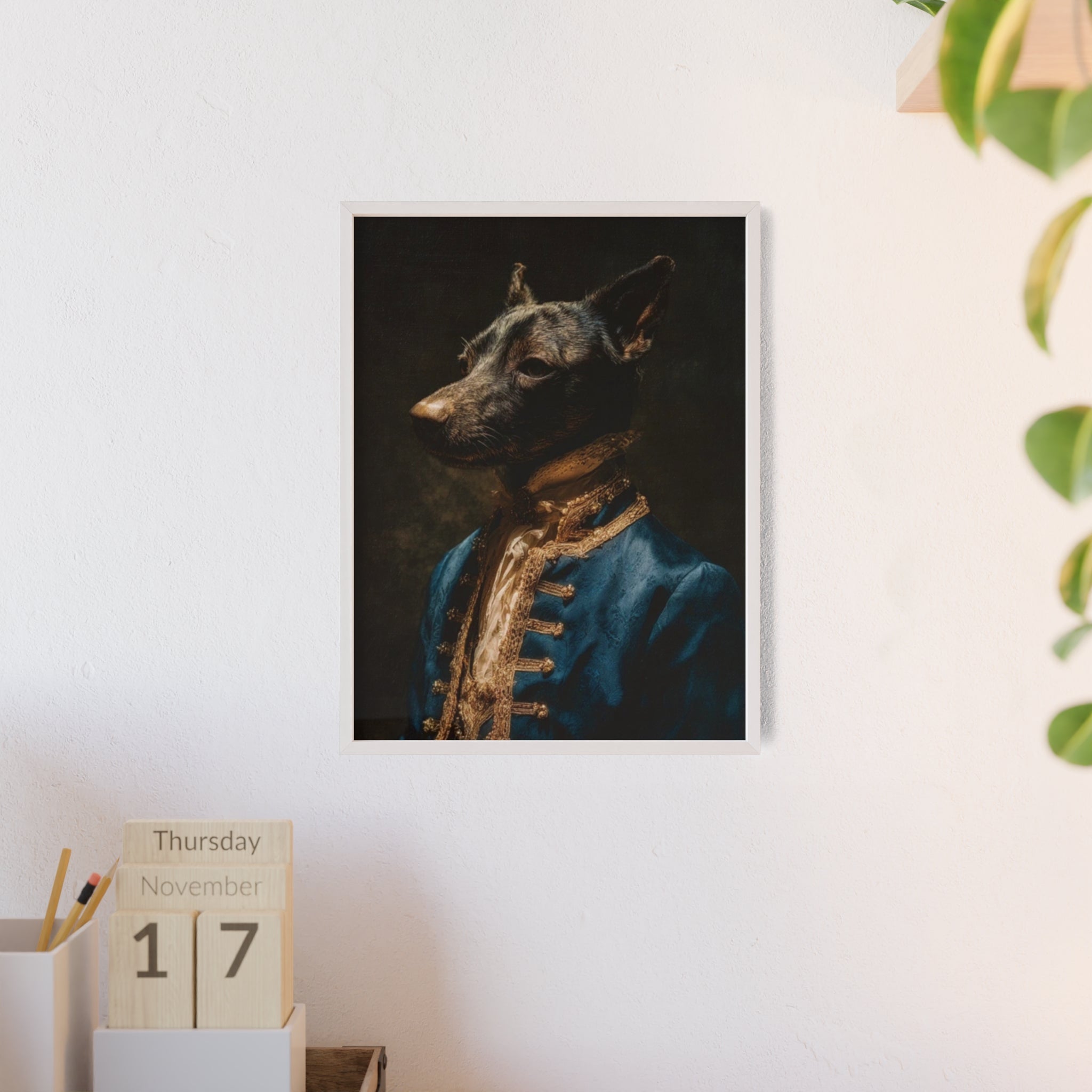 Elegant Framed Dog Portrait, Stylish Wall Decor for Dog Lovers, Unique Gift for Pet Owners, Home Decoration, Modern Art