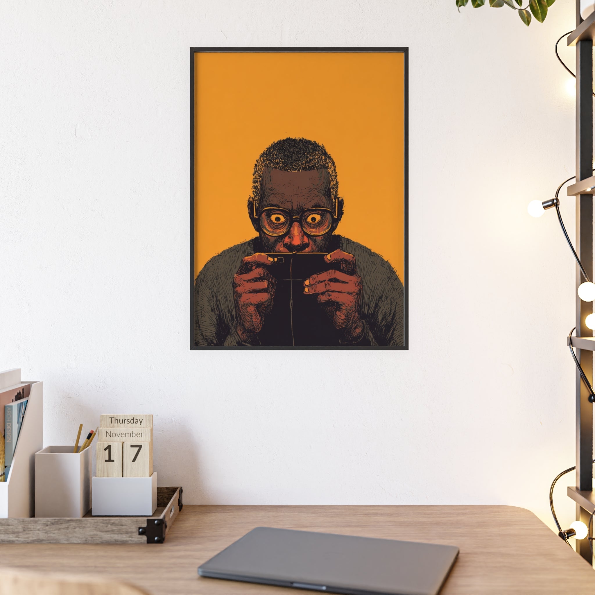 Comic Man Poster mit gelbem Hintergrund | Pop Art Wanddeko, Moderne Wandkunst, Street Art Style, Wanddeko Poster