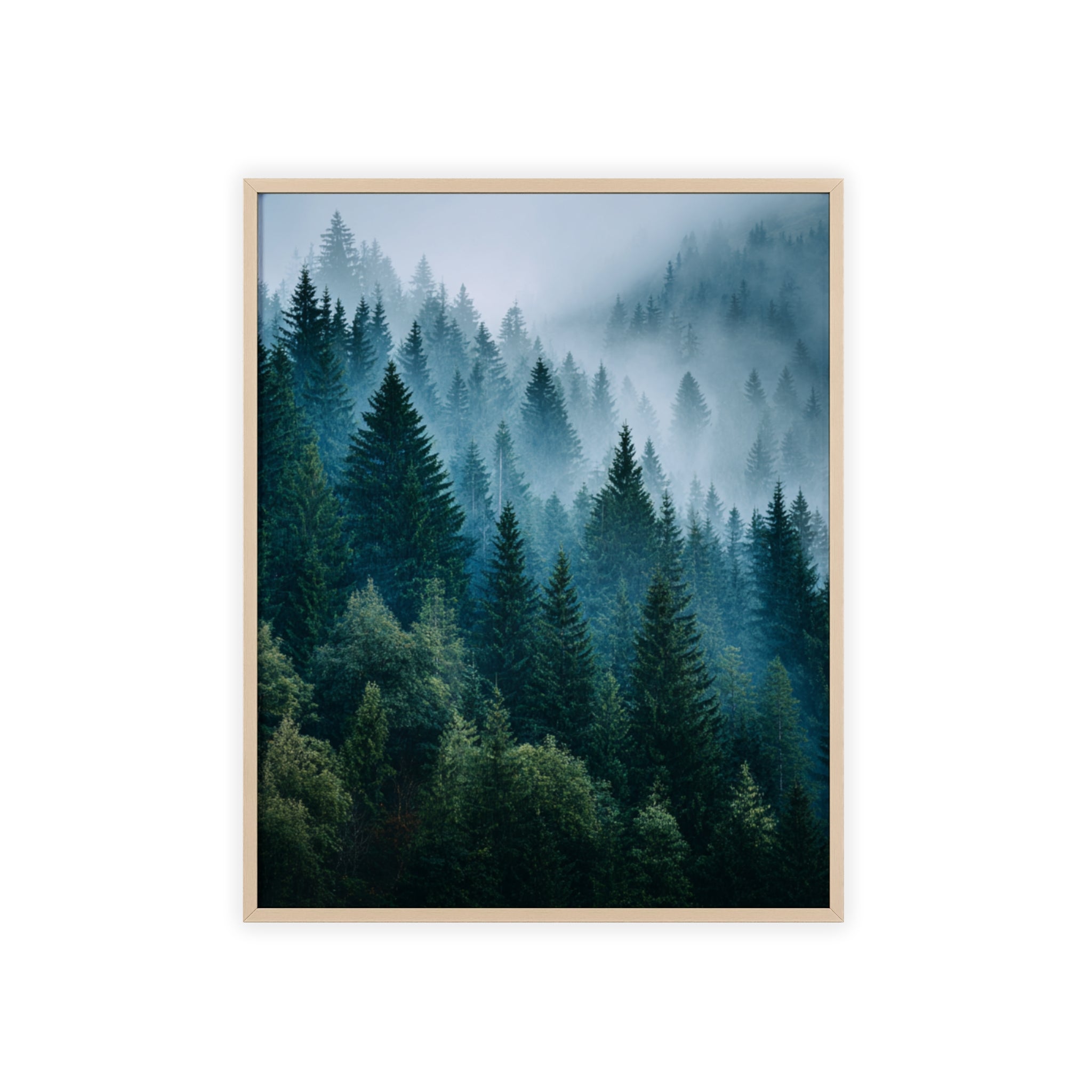 Wooden Frame Poster, Framed Art Print, Nature Wall Décor, Forest Landscape Art, Home Decor Gift, Rustic Bedroom Artwork