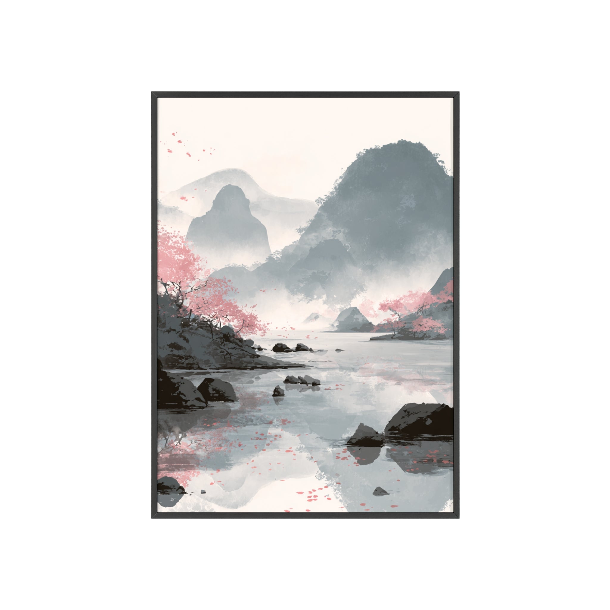 Magische Kirschblüten Landschaft Poster | Japanische Wanddeko, Kunstdruck für Wohnzimmer und Büro, Poster Wanddeko