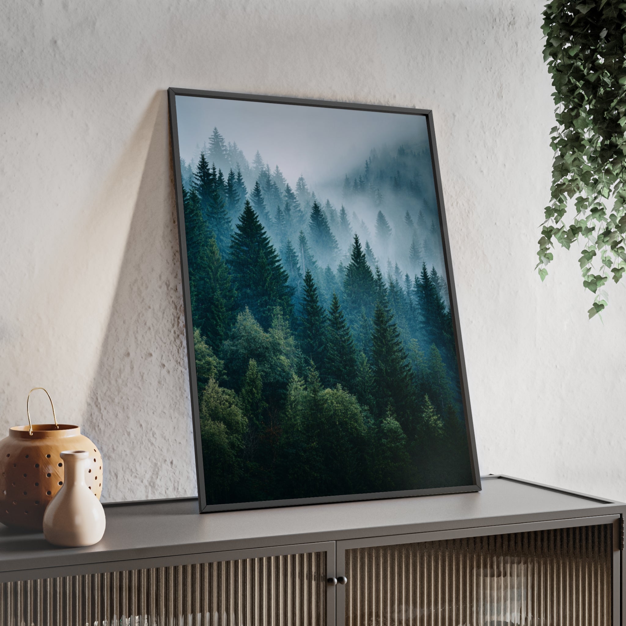 Wooden Frame Poster, Framed Art Print, Nature Wall Décor, Forest Landscape Art, Home Decor Gift, Rustic Bedroom Artwork