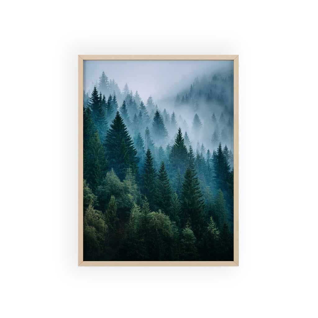 Wooden Frame Poster, Framed Art Print, Nature Wall Décor, Forest Landscape Art, Home Decor Gift, Rustic Bedroom Artwork