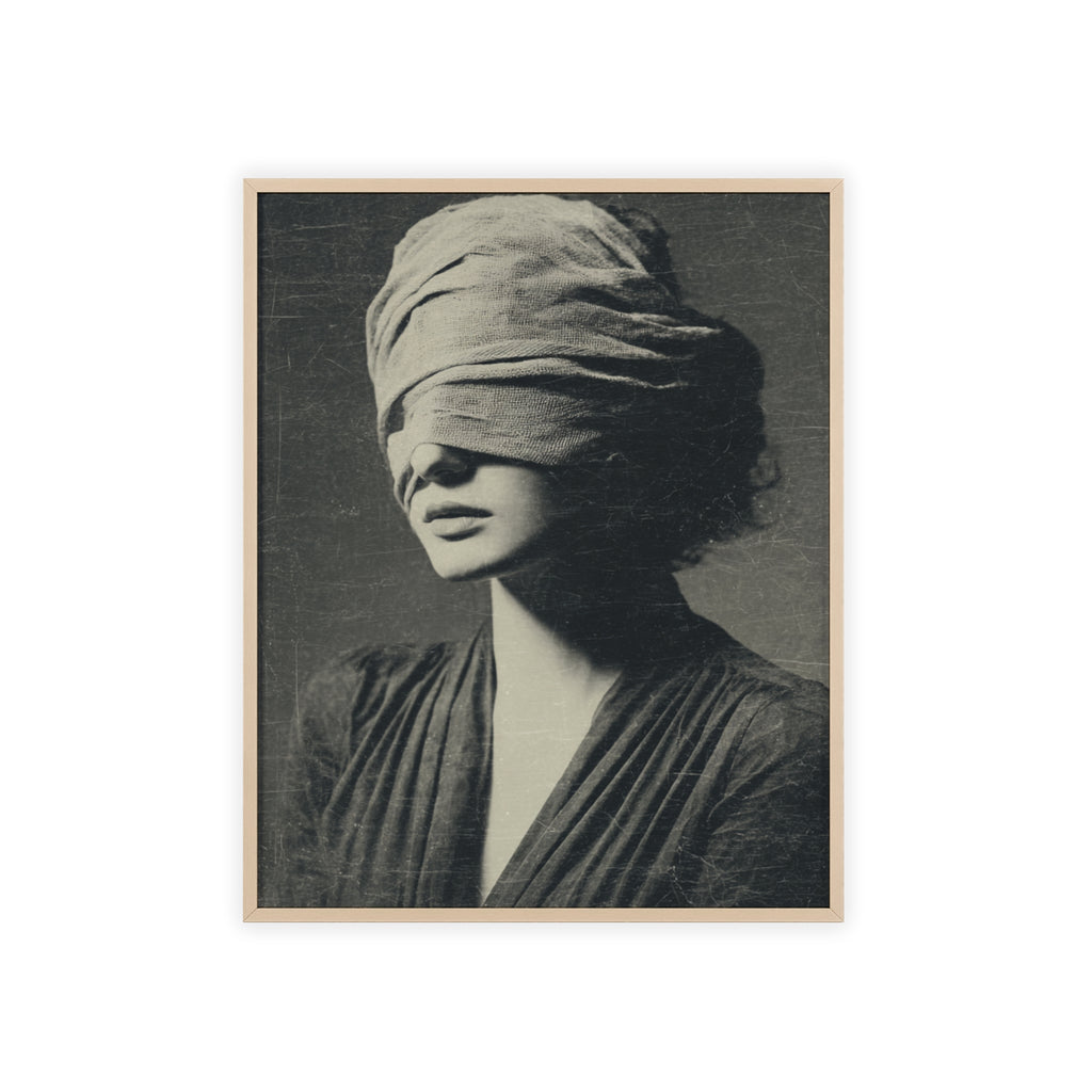 Mystisches Frauenportrait Kunstposter im Holzrahmen | Moderne Wanddeko, Minimalistisches Wohnzimmer & Büro, Boho Wandkunst