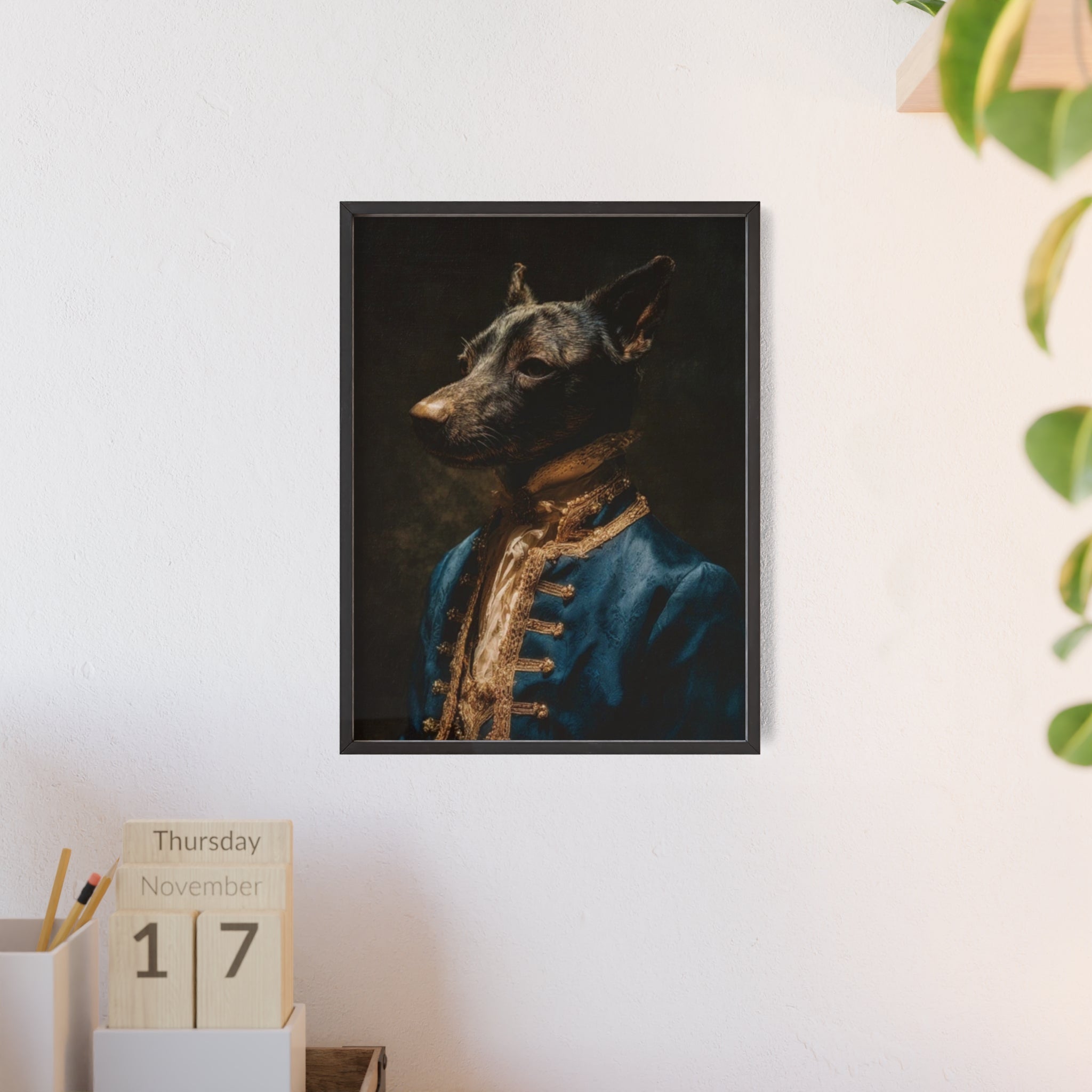 Elegant Framed Dog Portrait, Stylish Wall Decor for Dog Lovers, Unique Gift for Pet Owners, Home Decoration, Modern Art