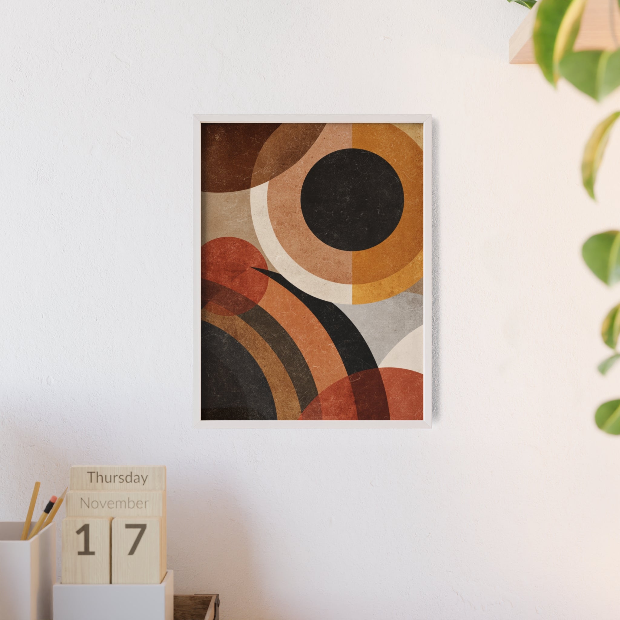 Modernes Geometrisches Kunstposter | Abstrakte Wanddeko, Gerahmte Wohnraumkunst, Minimalistisches Poster für Wohnzimmer, Stilvolles Geschenk