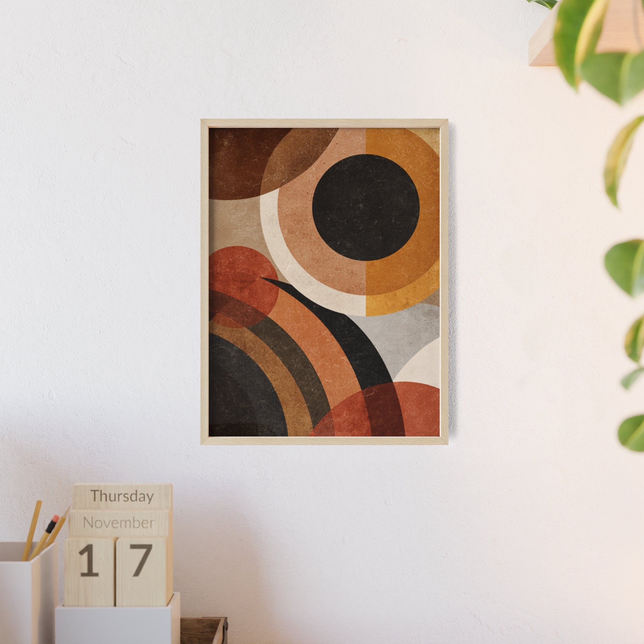 Modernes Geometrisches Kunstposter | Abstrakte Wanddeko, Gerahmte Wohnraumkunst, Minimalistisches Poster für Wohnzimmer, Stilvolles Geschenk