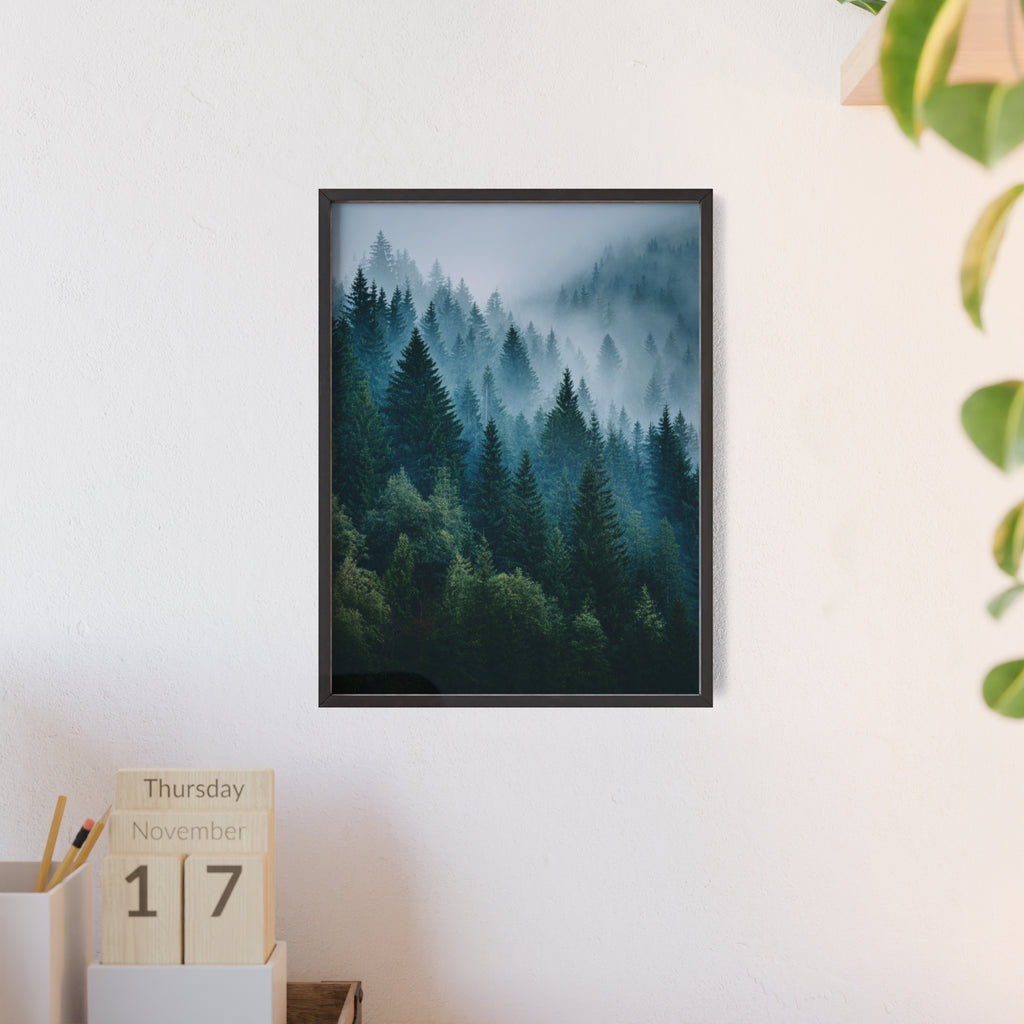 Wooden Frame Poster, Framed Art Print, Nature Wall Décor, Forest Landscape Art, Home Decor Gift, Rustic Bedroom Artwork