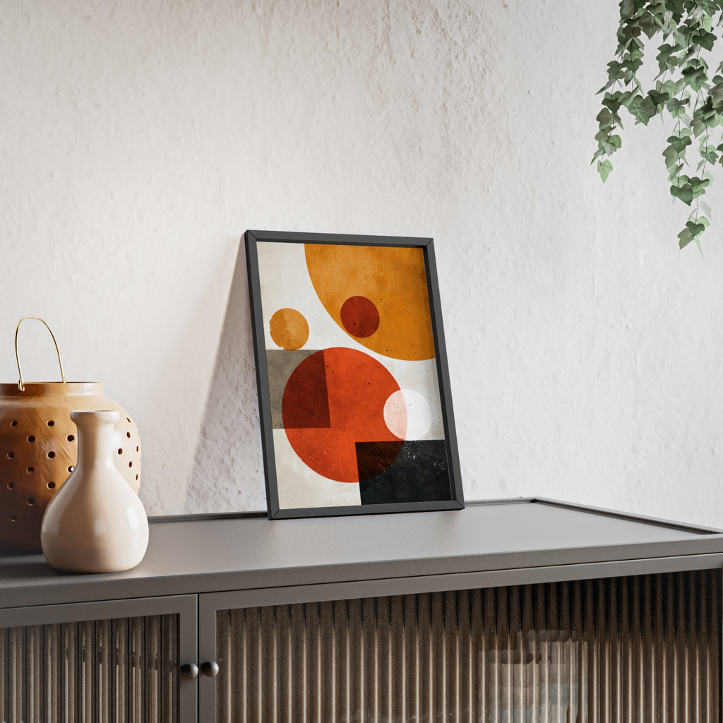 Abstraktes Geometrisches Kunstposter im Holzrahmen | Moderne Wanddeko, Minimalistisches Wohnzimmer & Büro, Boho Wandkunst