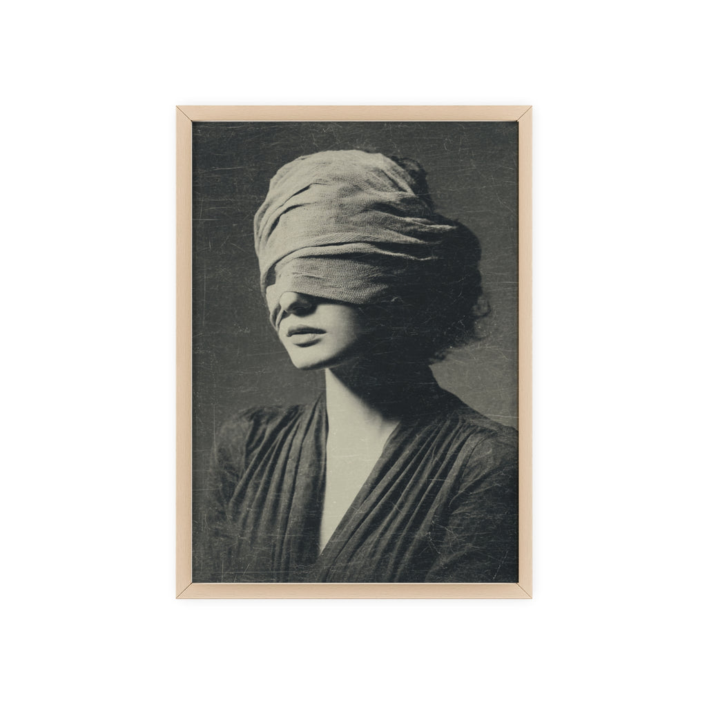 Mystisches Frauenportrait Kunstposter im Holzrahmen | Moderne Wanddeko, Minimalistisches Wohnzimmer & Büro, Boho Wandkunst