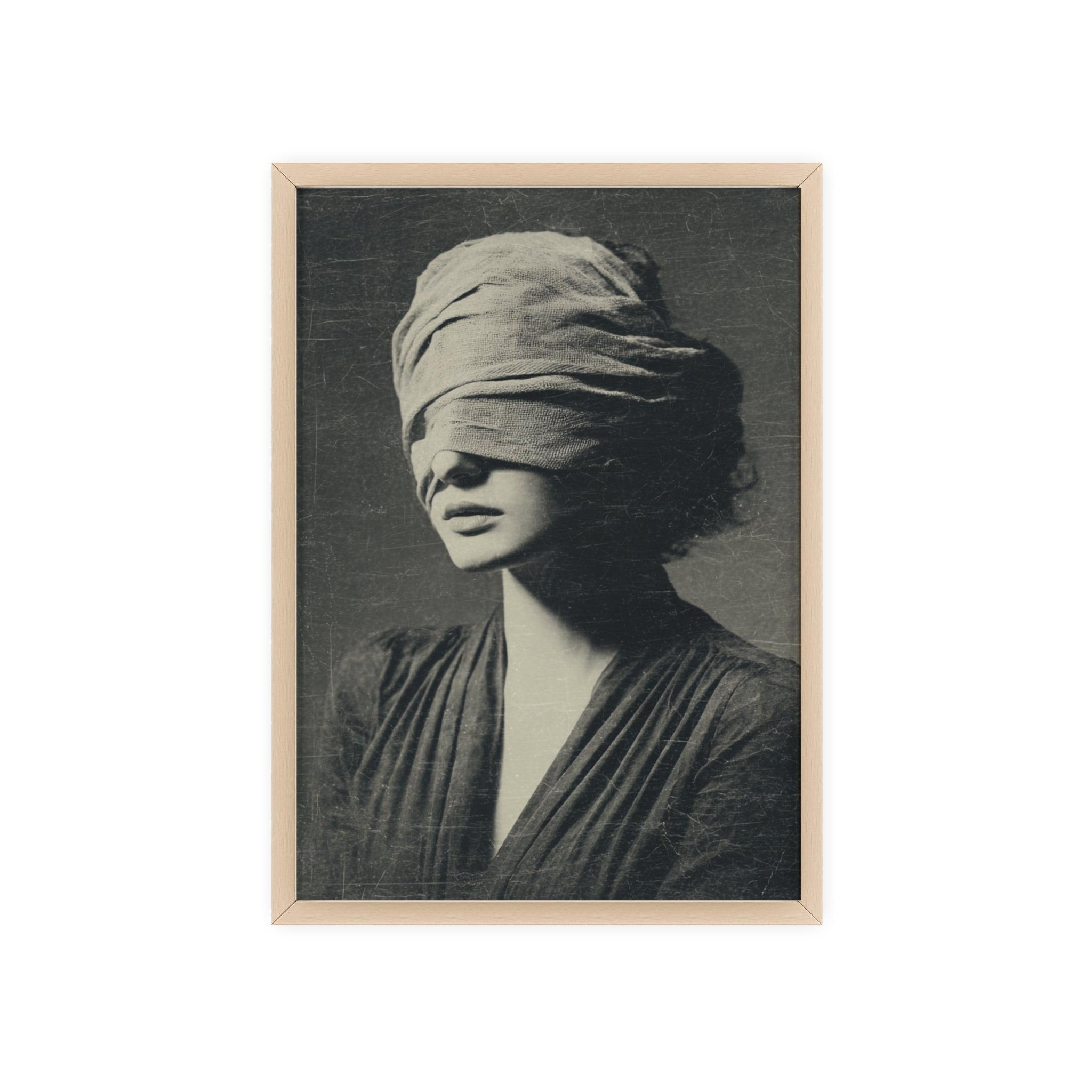 Mystisches Frauenportrait Kunstposter im Holzrahmen | Moderne Wanddeko, Minimalistisches Wohnzimmer & Büro, Boho Wandkunst