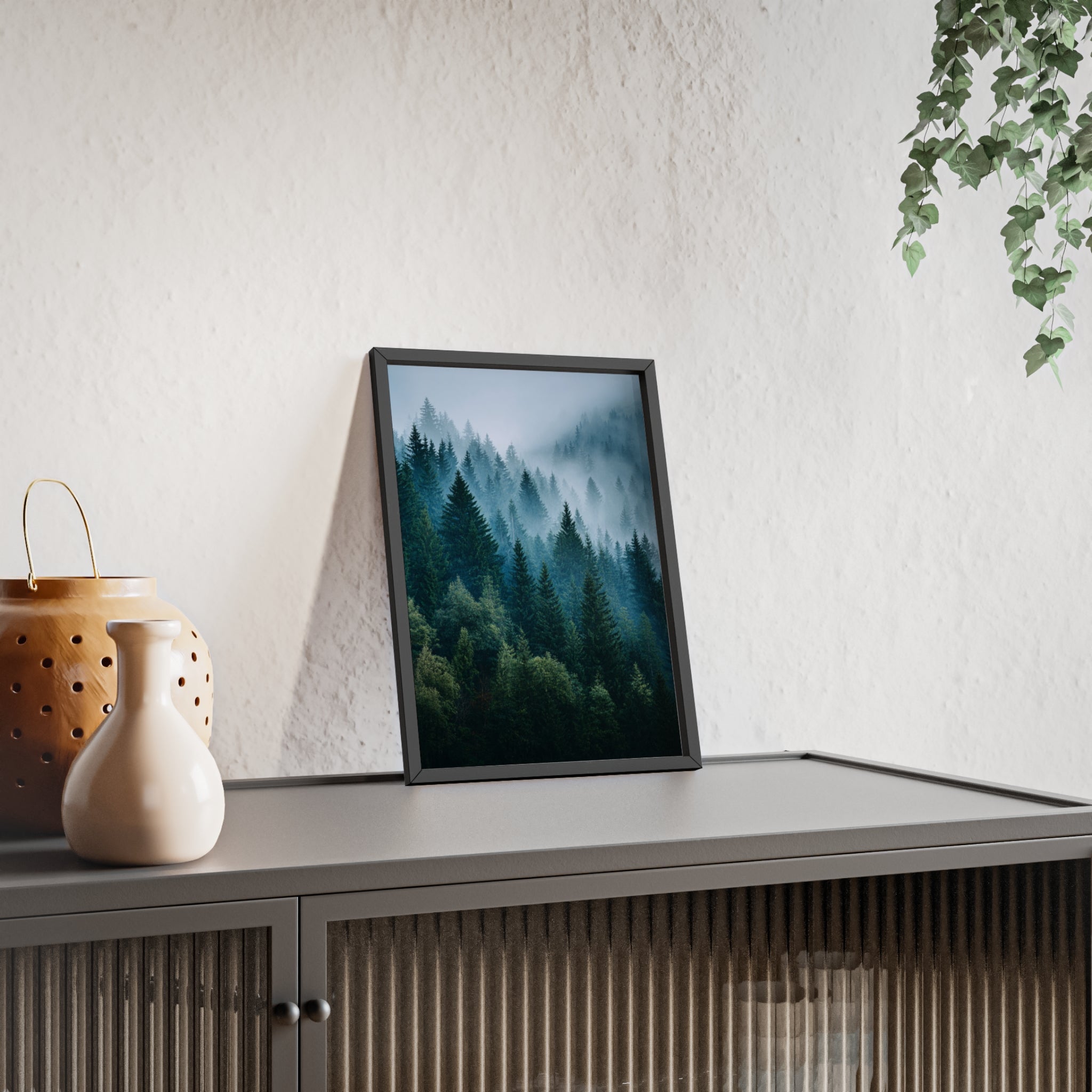 Wooden Frame Poster, Framed Art Print, Nature Wall Décor, Forest Landscape Art, Home Decor Gift, Rustic Bedroom Artwork