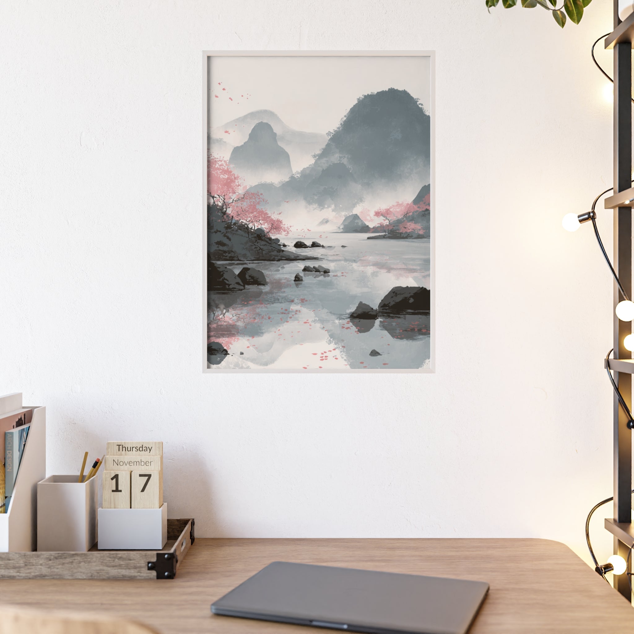 Magische Kirschblüten Landschaft Poster | Japanische Wanddeko, Kunstdruck für Wohnzimmer und Büro, Poster Wanddeko