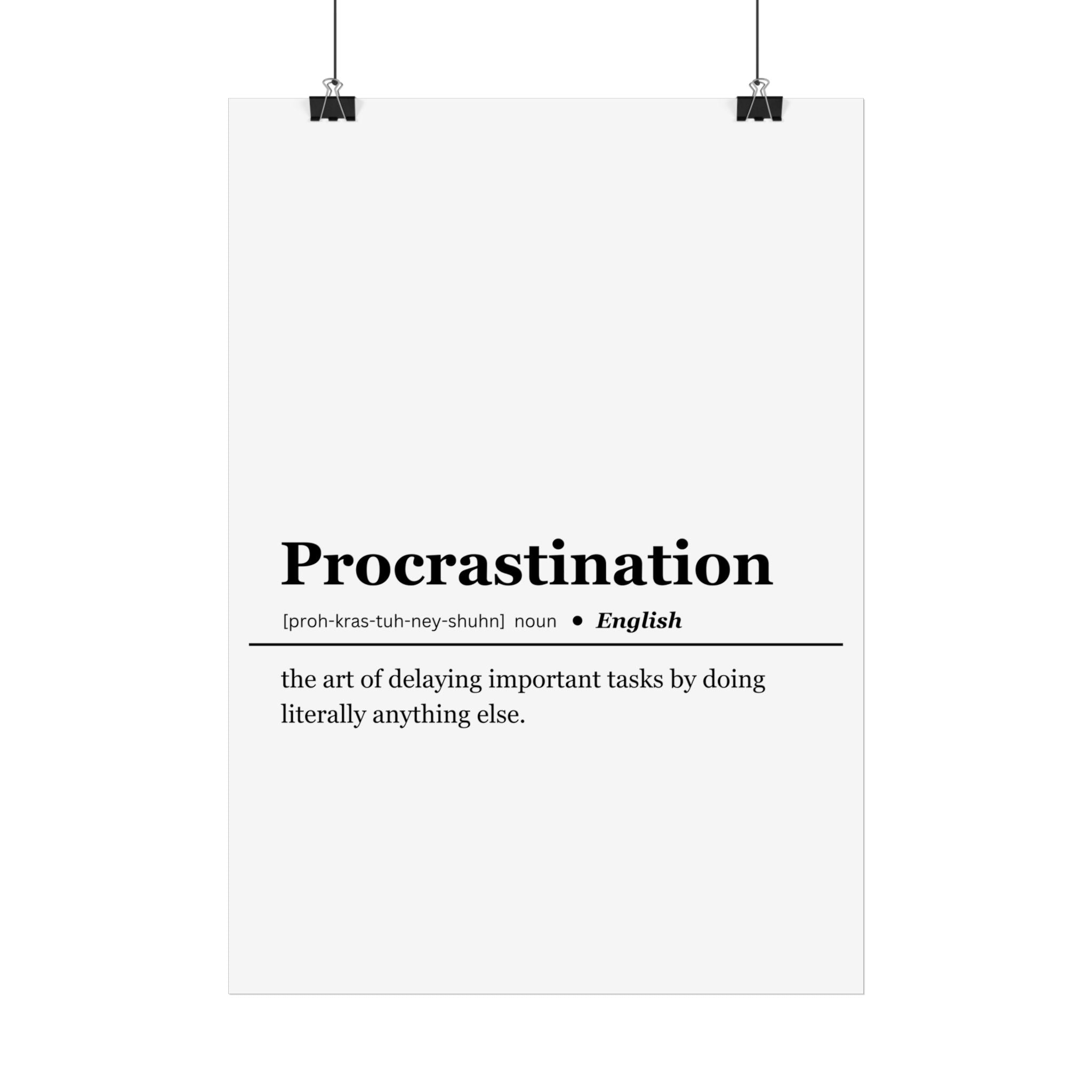 Lustiges Poster Procrastination | Humor Poster | Lustiges Poster | Home & Office Dekor | Lustige Geschenke | Minimalistisches Poster