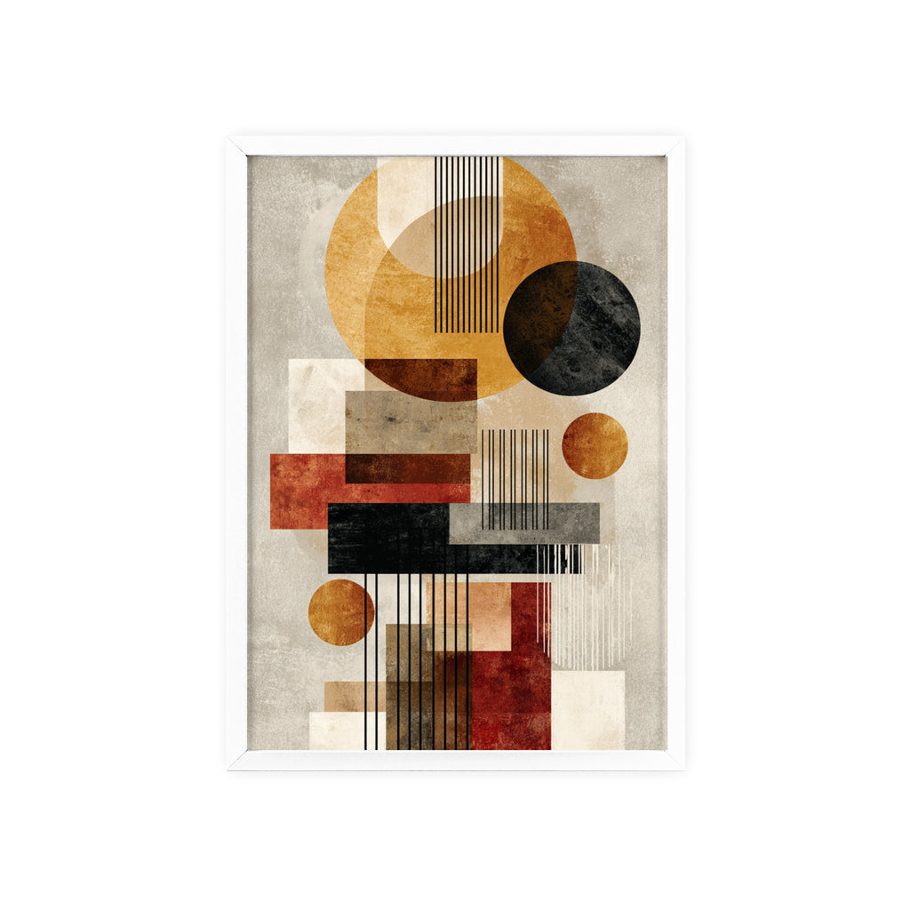 Boho Poster im Holzrahmen | Moderne Boho Wandkunst, Geometrische Wohnraumdeko, Geschenk für Kunstliebhaber, Abstraktes Design