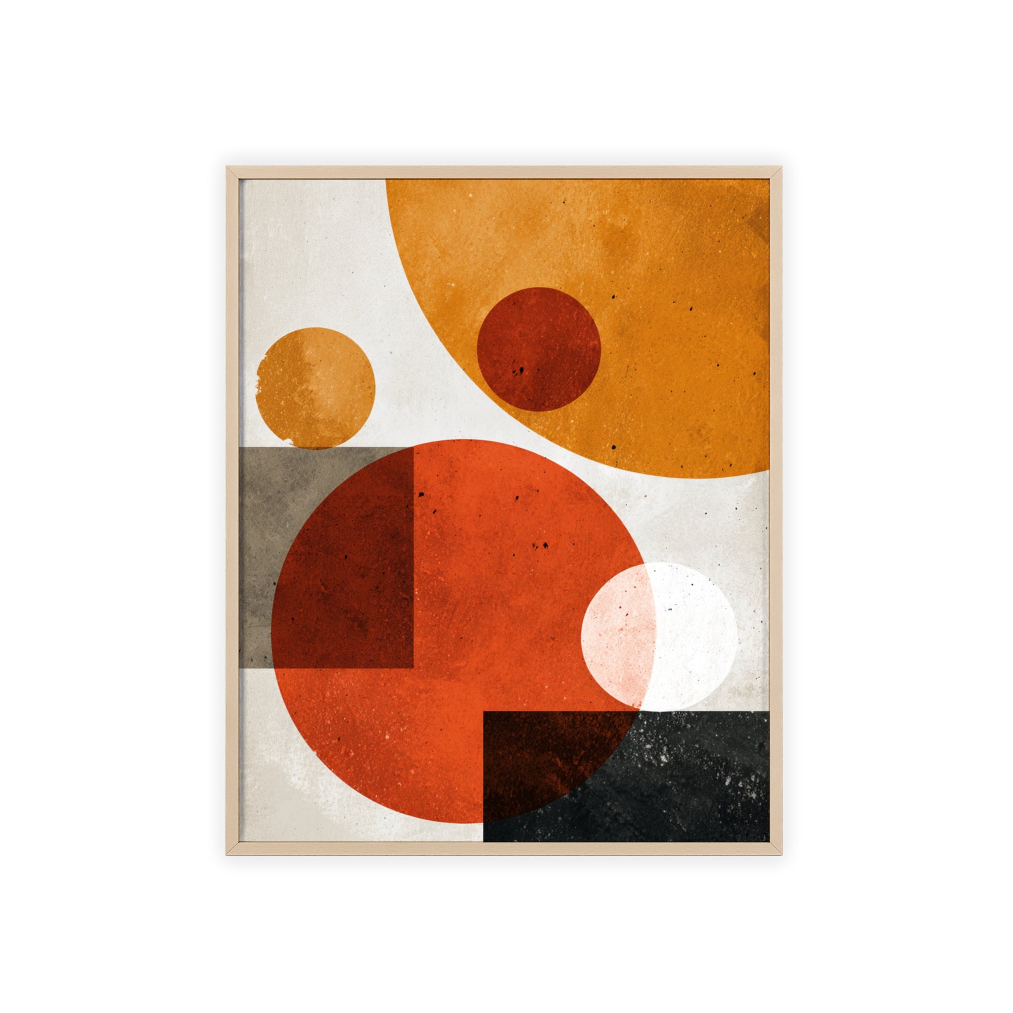 Abstraktes Geometrisches Kunstposter im Holzrahmen | Moderne Wanddeko, Minimalistisches Wohnzimmer & Büro, Boho Wandkunst