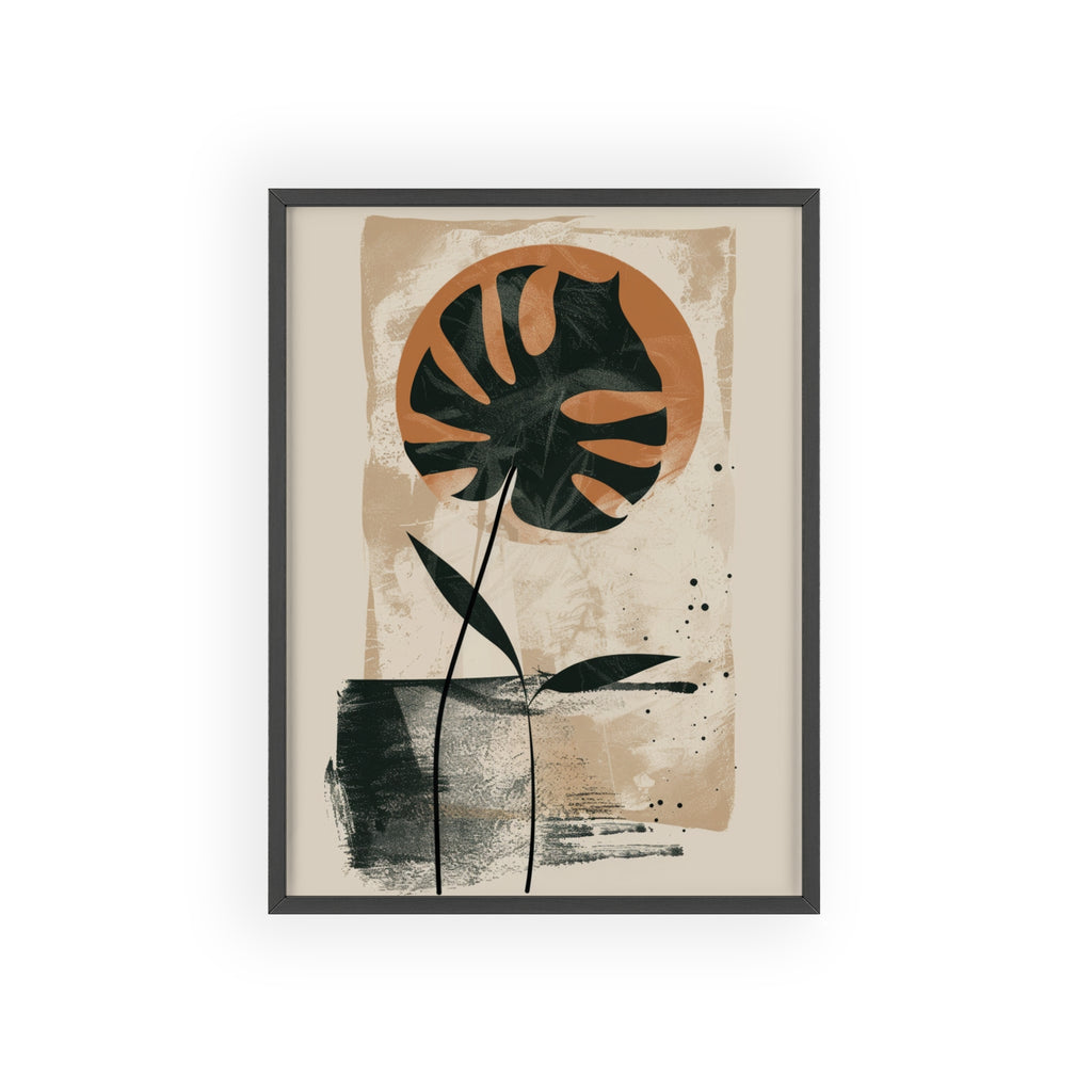 Modern Botanical Art Poster with Wooden Frame, Wall Decor, Minimalist Home Accent, Gift for Plant Lovers, Living Room Decor
