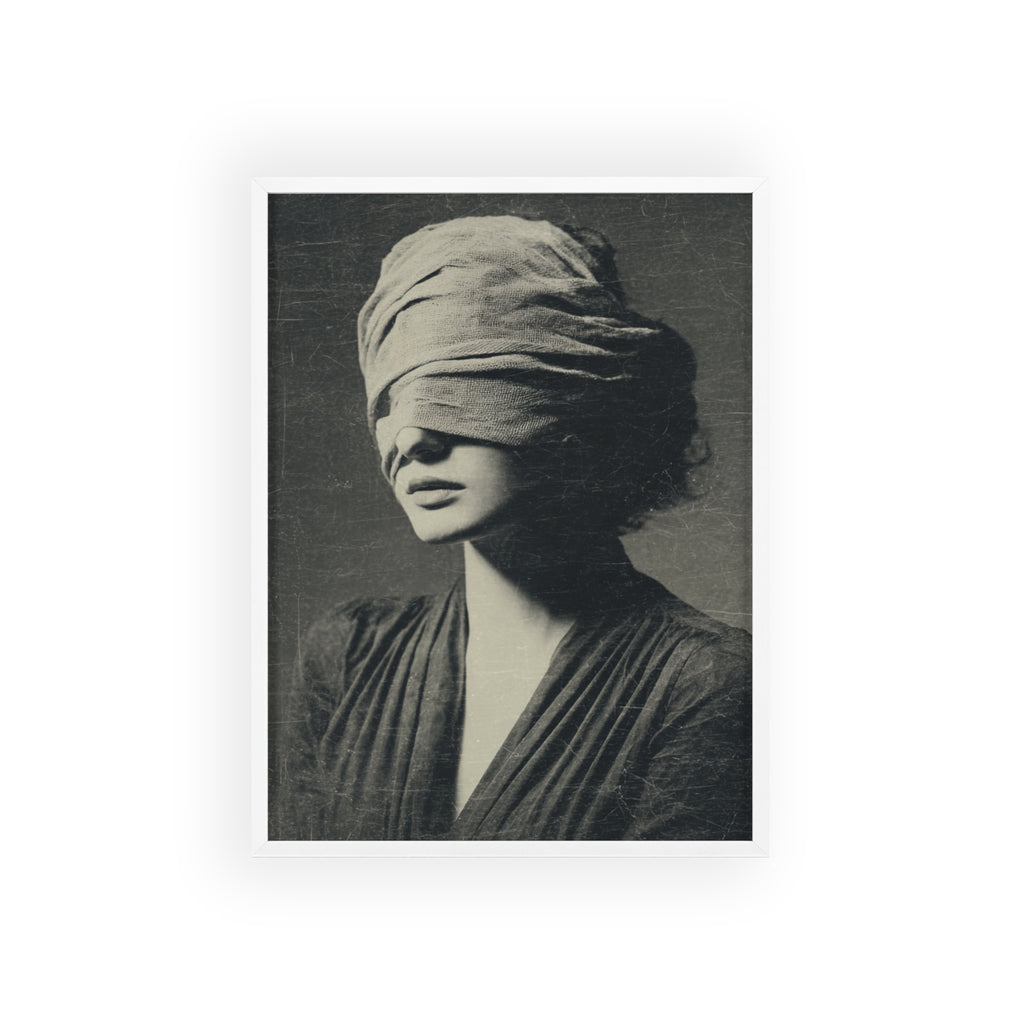 Mystisches Frauenportrait Kunstposter im Holzrahmen | Moderne Wanddeko, Minimalistisches Wohnzimmer & Büro, Boho Wandkunst