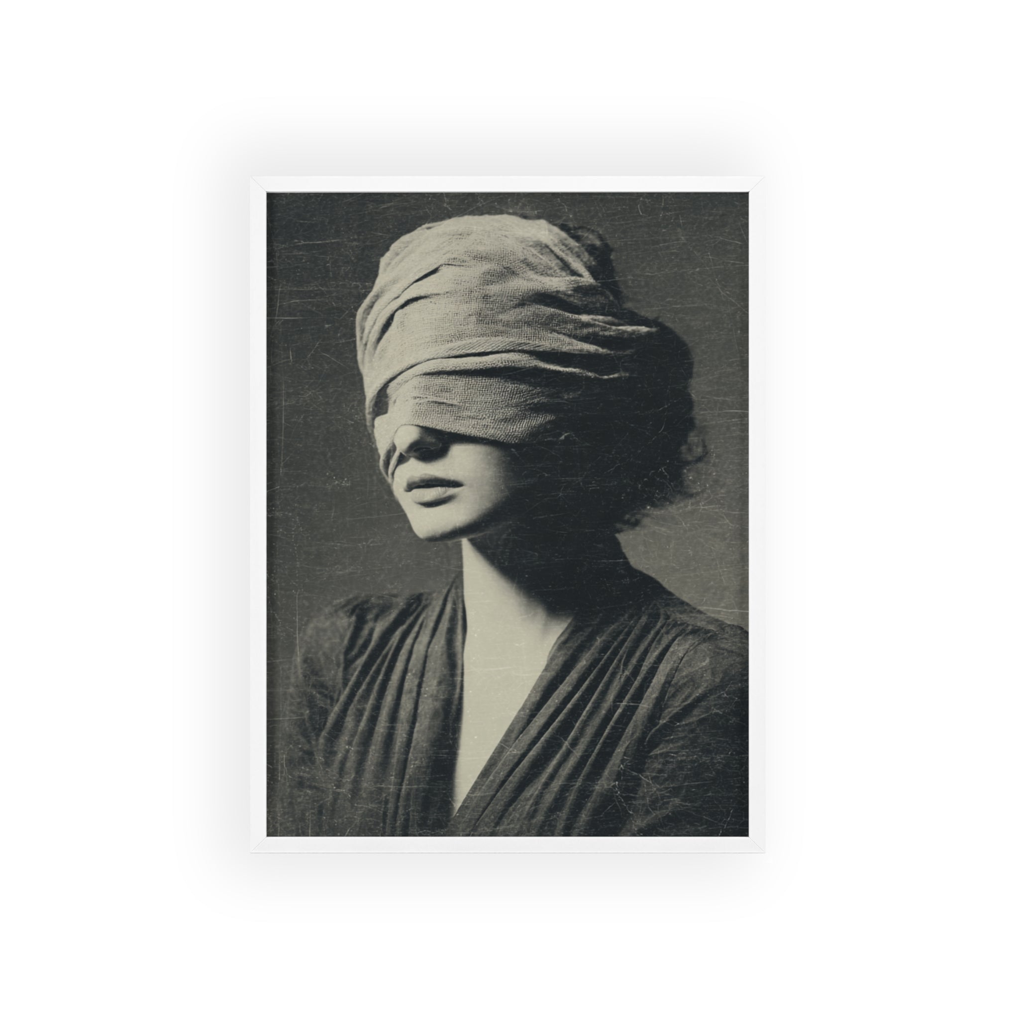 Mystisches Frauenportrait Kunstposter im Holzrahmen | Moderne Wanddeko, Minimalistisches Wohnzimmer & Büro, Boho Wandkunst