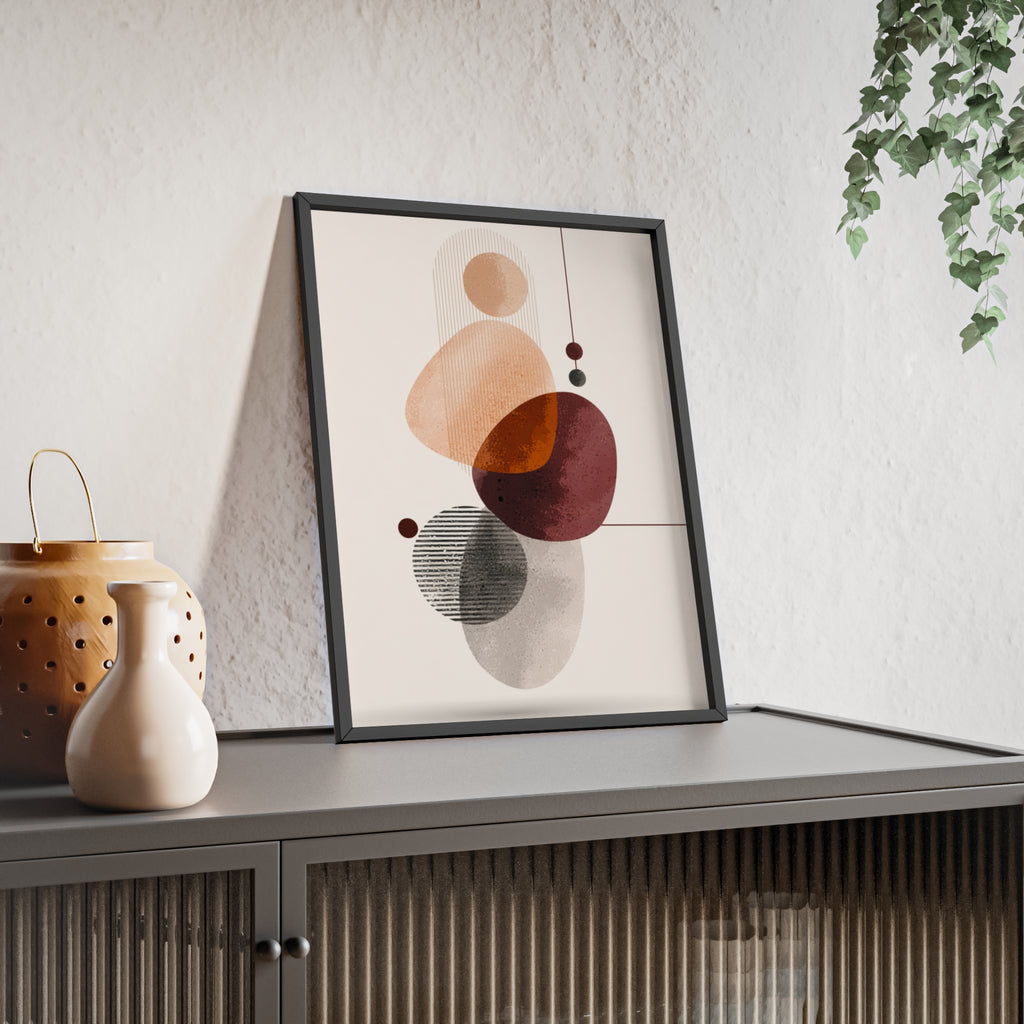 Modernes Abstraktes Kunstposter mit Holzrahmen | Boho Wanddeko | Minimalistische Wohnkultur | Galerie-Wandkunst | Einzigartiges Geschenk
