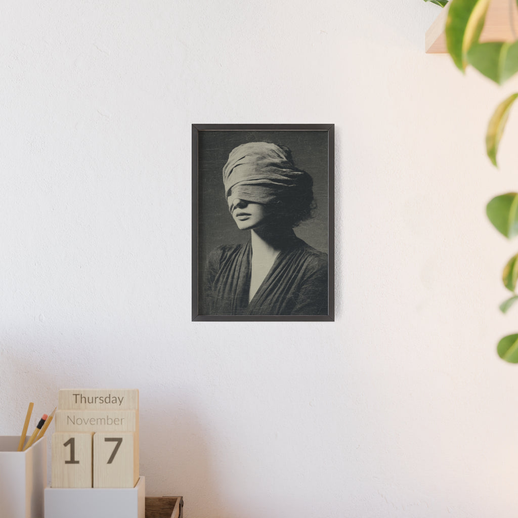 Mystisches Frauenportrait Kunstposter im Holzrahmen | Moderne Wanddeko, Minimalistisches Wohnzimmer & Büro, Boho Wandkunst