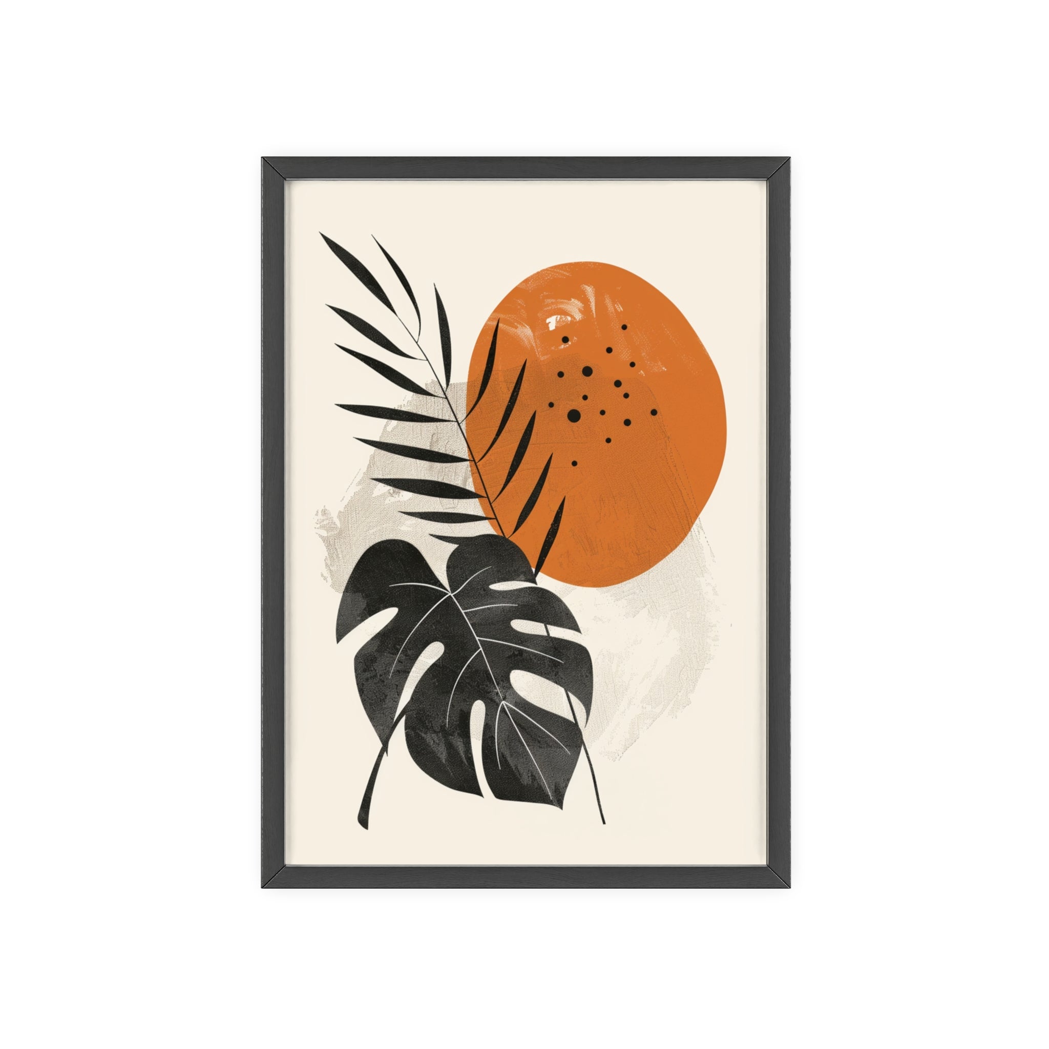 Modern Botanical Art Print with Wooden Frame, Tropical Wall Decor, Housewarming Gift, Minimalist Home Art, Nature-Inspired Design