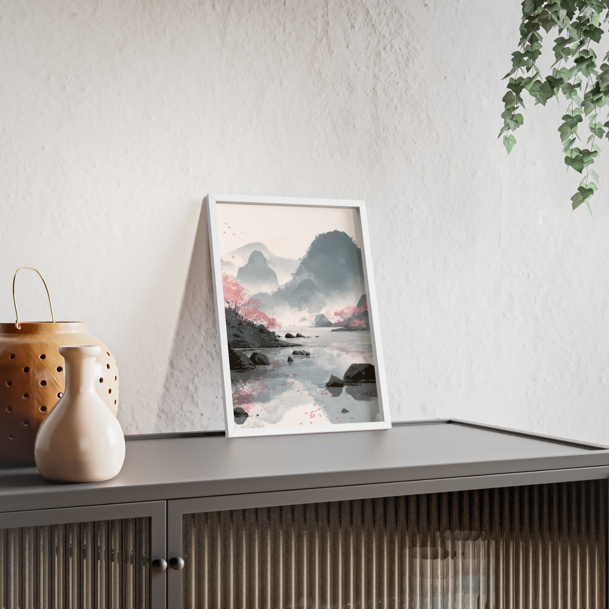 Magische Kirschblüten Landschaft Poster | Japanische Wanddeko, Kunstdruck für Wohnzimmer und Büro, Poster Wanddeko