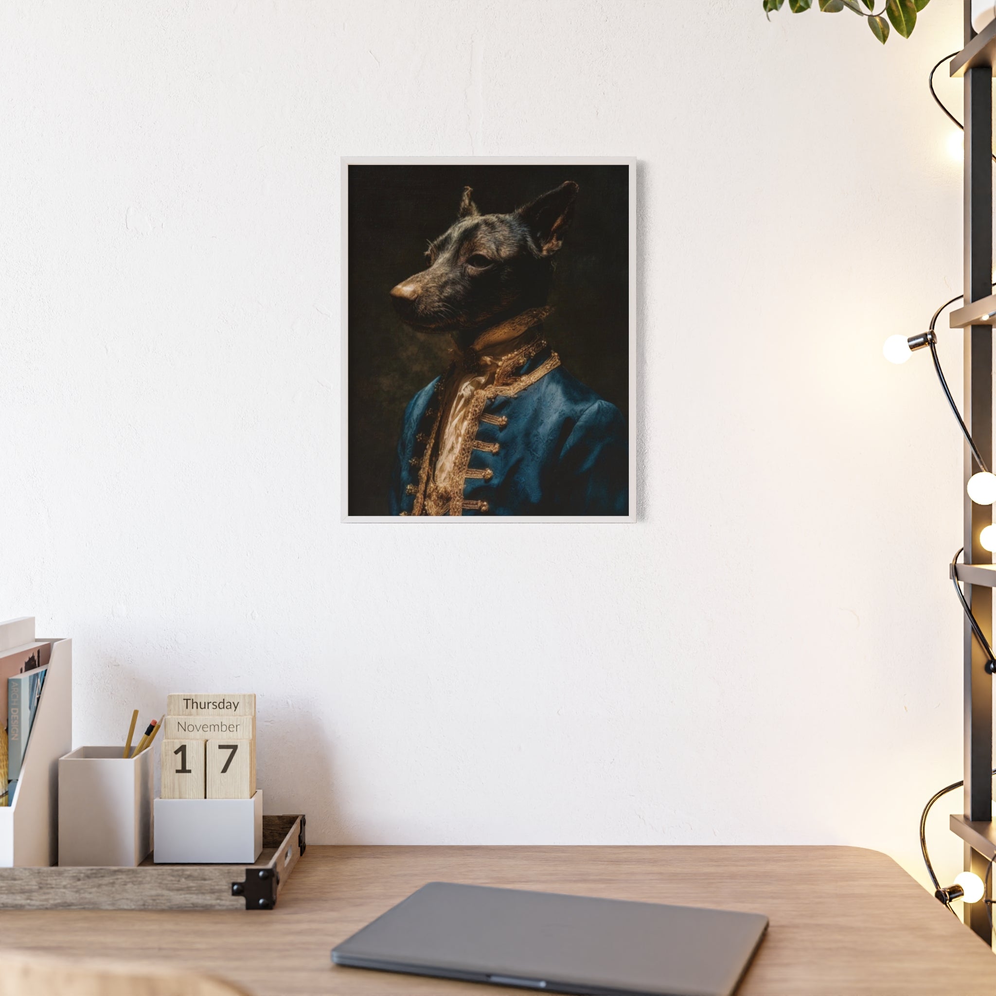 Elegant Framed Dog Portrait, Stylish Wall Decor for Dog Lovers, Unique Gift for Pet Owners, Home Decoration, Modern Art