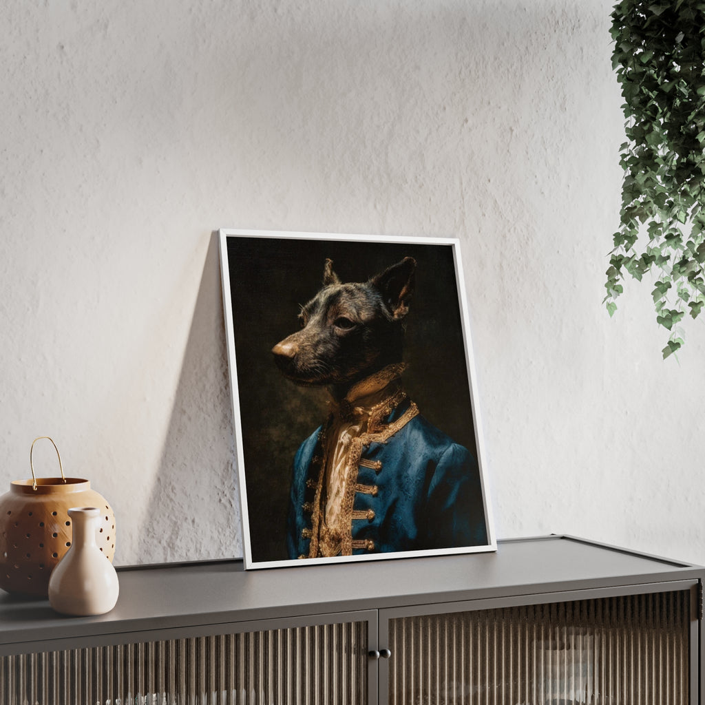 Elegant Framed Dog Portrait, Stylish Wall Decor for Dog Lovers, Unique Gift for Pet Owners, Home Decoration, Modern Art