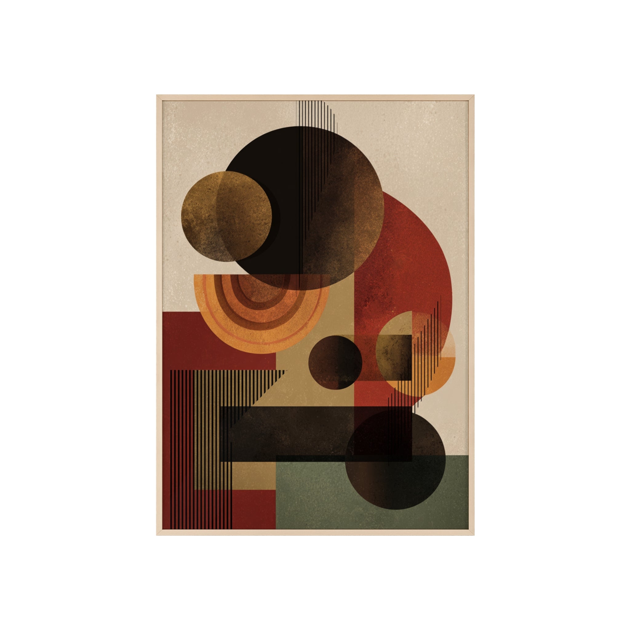 Künstlerisches Geometrisches Poster im Holzrahmen | Moderne Wohnraumdeko, Wandkunst, Geschenk für Kunstliebhaber, Minimalistische Kunst