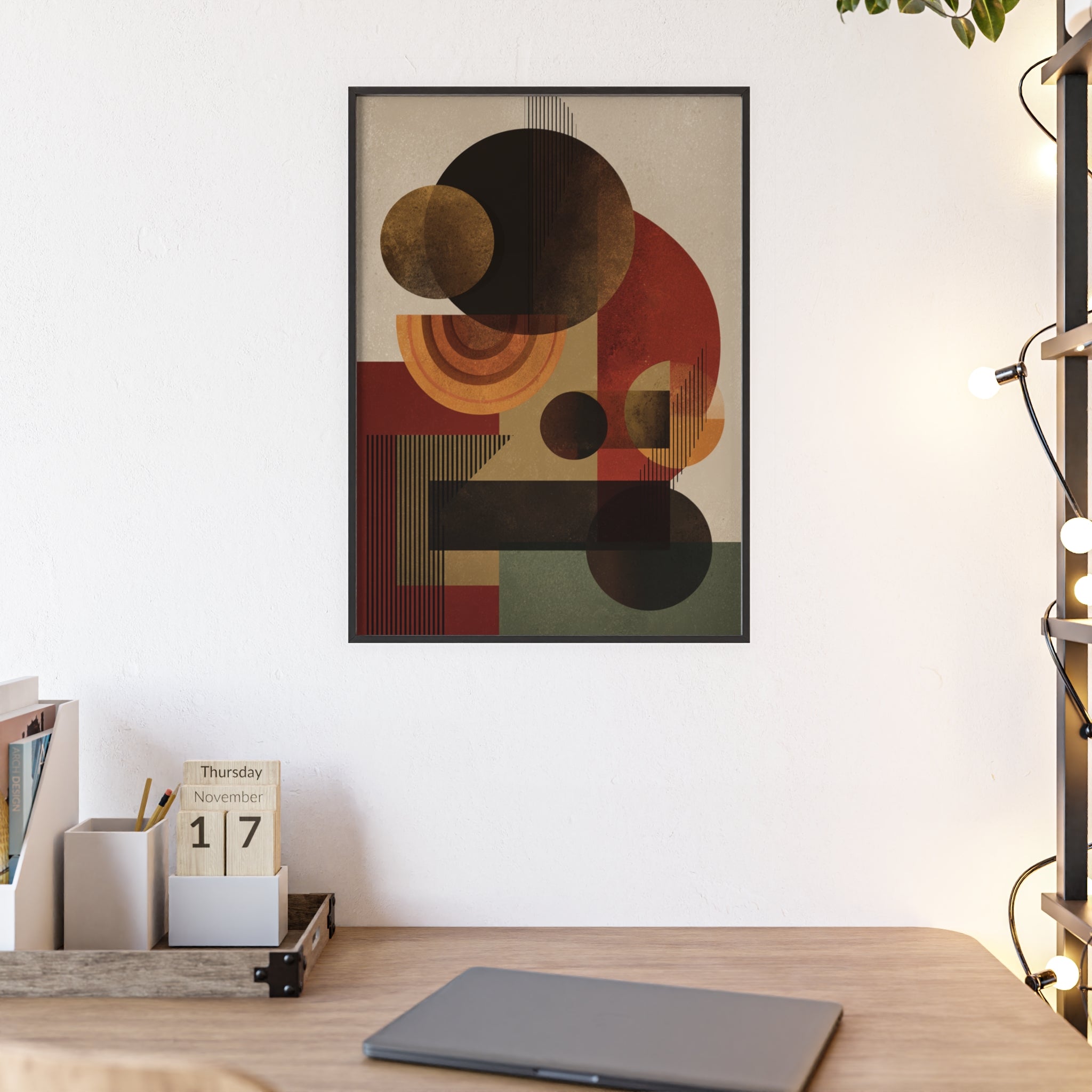 Künstlerisches Geometrisches Poster im Holzrahmen | Moderne Wohnraumdeko, Wandkunst, Geschenk für Kunstliebhaber, Minimalistische Kunst