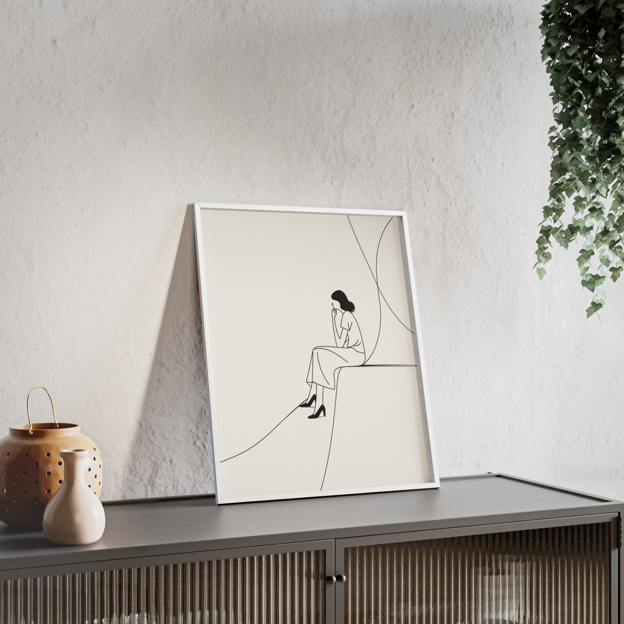 Minimalist Framed Art Print, Modern Wall Decor, Female Line Drawing, Elegant Home Art, Gift for Her