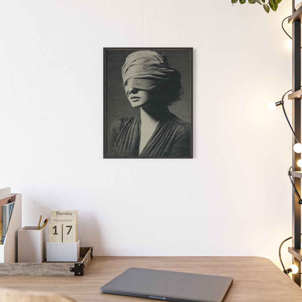 Mystisches Frauenportrait Kunstposter im Holzrahmen | Moderne Wanddeko, Minimalistisches Wohnzimmer & Büro, Boho Wandkunst